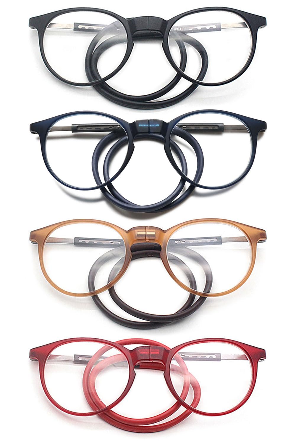 VEVESMUNDO Gafas de lectura magnéticas redondas alrededor del cuello abrazaderas ligeras damas hombres cierre magnético gafas de lectura con imán