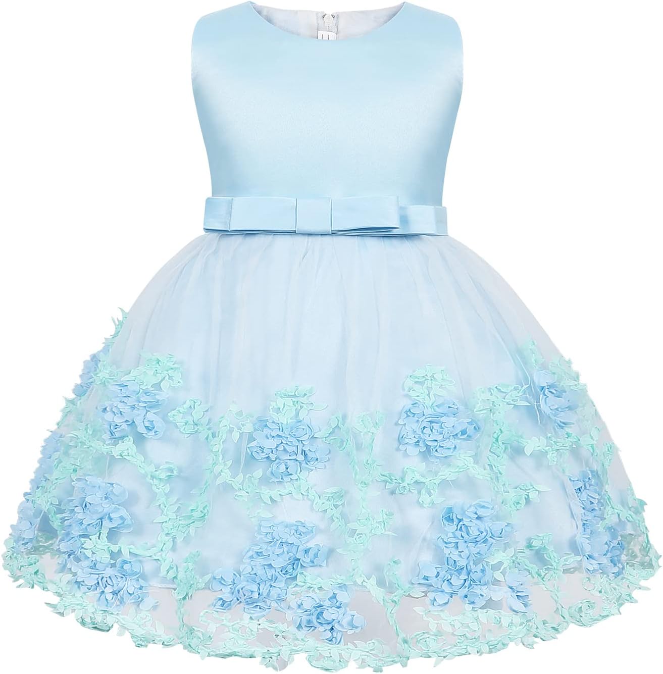 AmzBarley Flower Lace Special Occasion Tulle Tutu Dress for Baby Girls Baptism Birthday Wedding Party Ball Gown