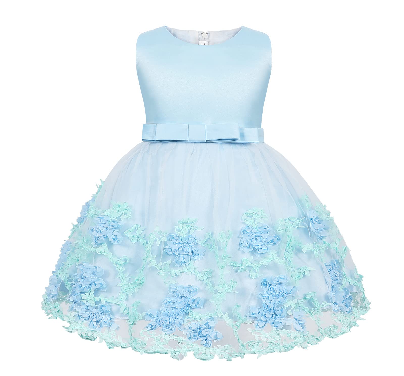 AmzBarley Flower Lace Special Occasion Tulle Tutu Dress for Baby Girls Baptism Birthday Wedding Party Ball Gown