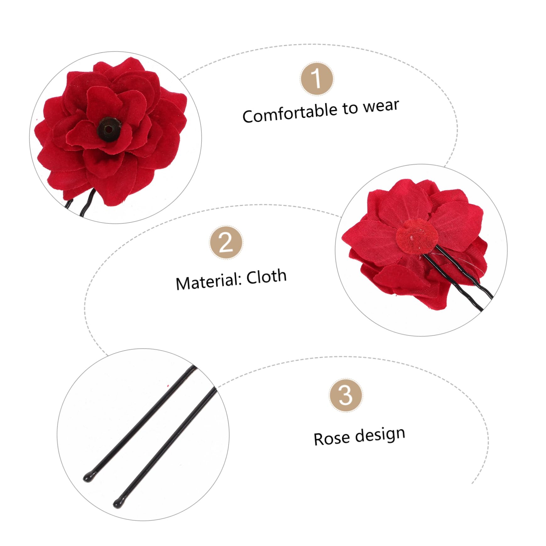 FRCOLOR 10 Sets – Langlebiger Haarschmuck Für Die Braut Haarnadel Dekorative Haarnadel Braut-haarstab Rosenblume Haarstäbchen 6 Stück X 10