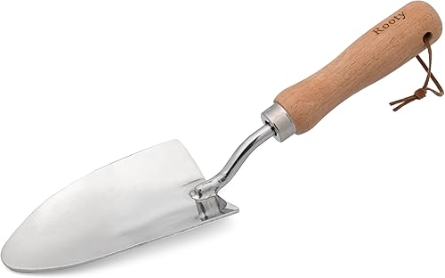 Miniatura 5 de Rooty Tenedor de mano de jardín con acero inoxidable, mango de madera, fácil para plantar, extender mantillo, boda, aflojar y trasplantar resistente