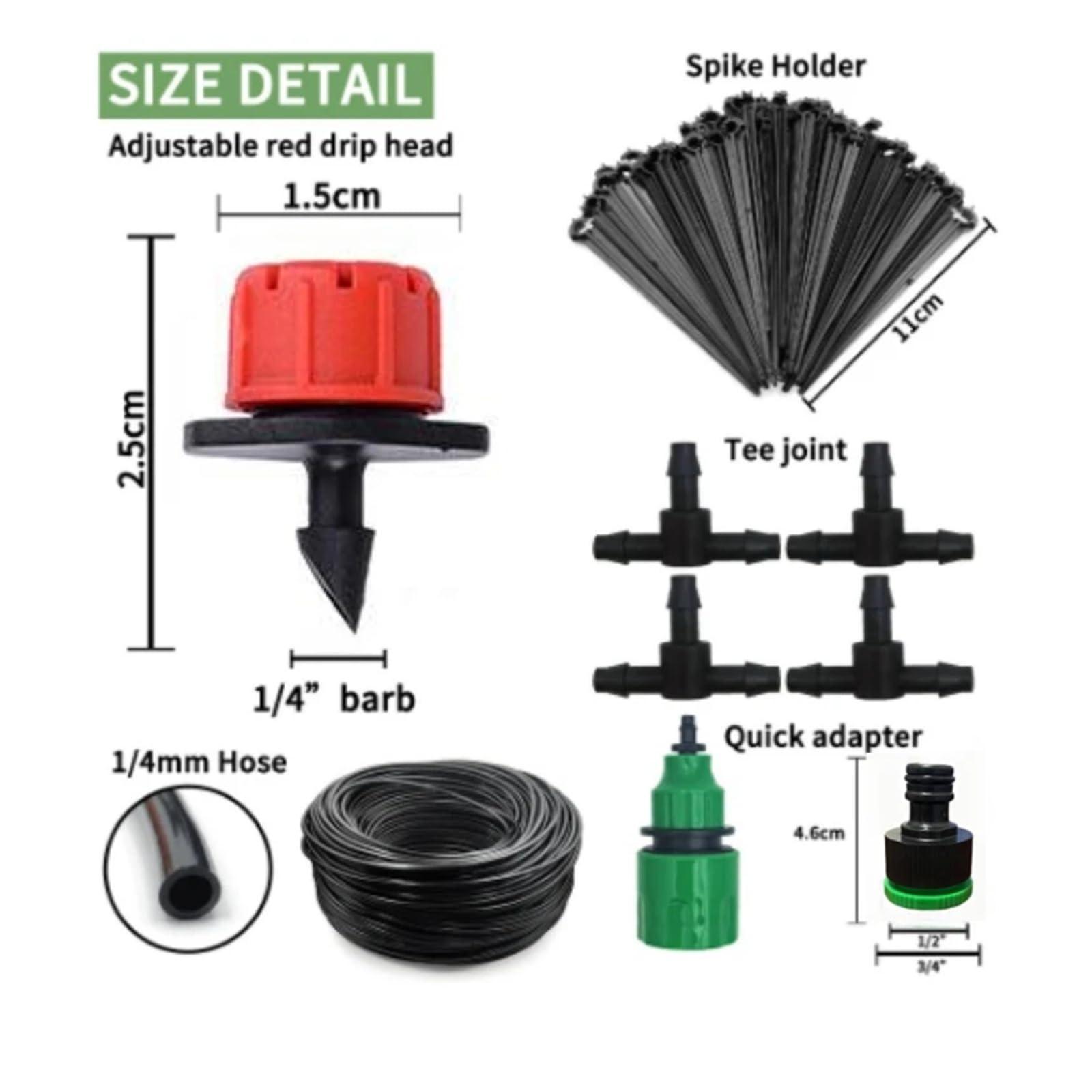 Accessori per Navi Kit di irrigazione for Piante da 5-60 m, gocciolatori Regolabili for irrigazione, Sistema di irrigazione for Micro Giardini Accessori per l'irrigazione(5M6Pcs)