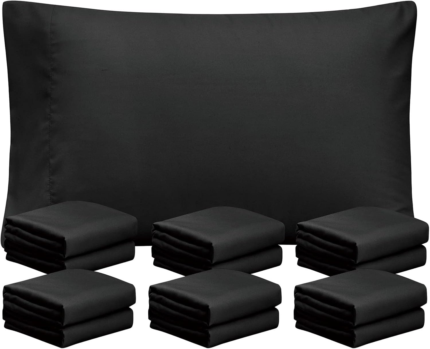 FreshCulture Black Pillowcases King Size 12 Pack Bulk Pillowcase Set Envelope Closure Soft
