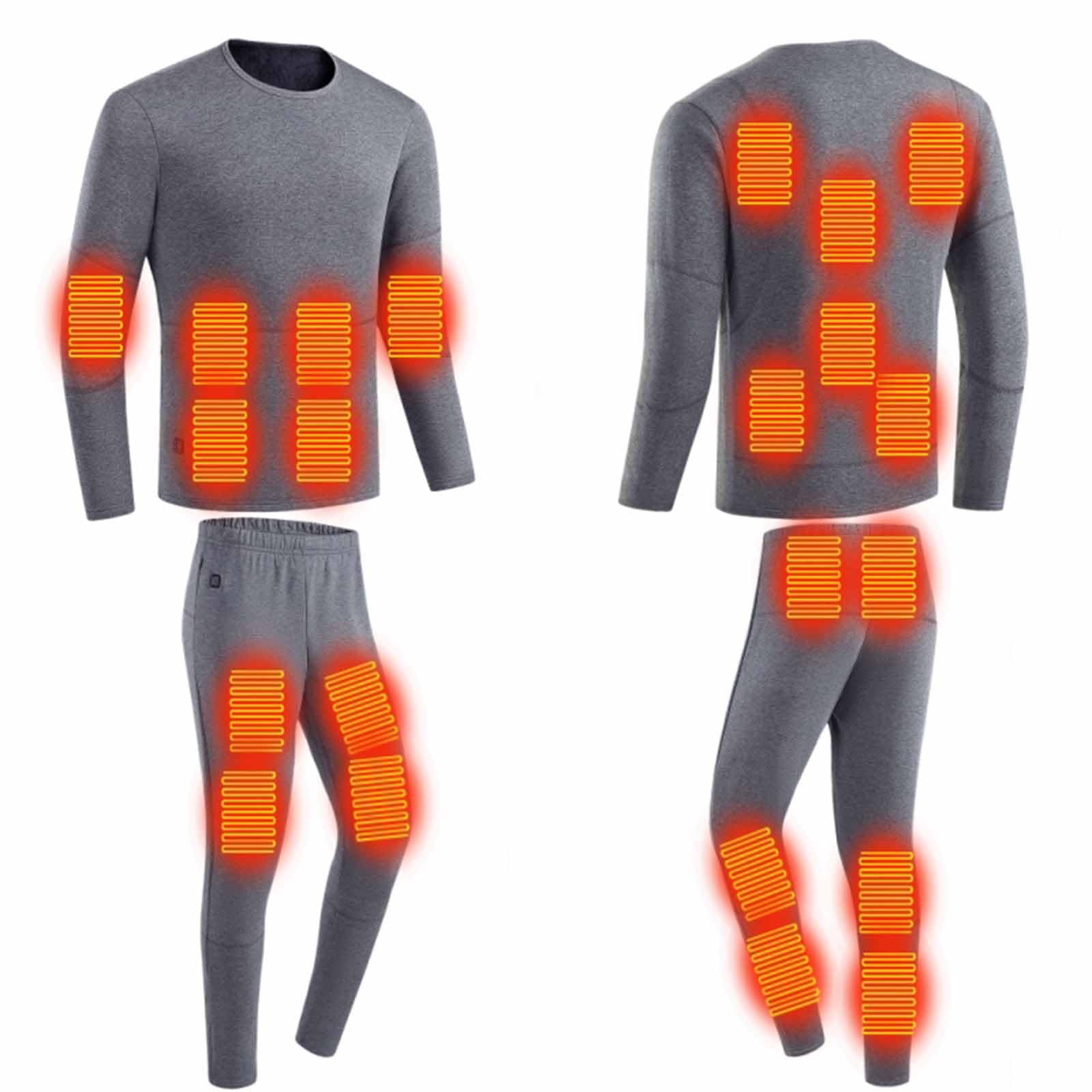 Ropa Termica Hombre,Conjunto Interior Calefactable USB 28 Zonas Calentadas | Ropa Térmica Calefactable 3 Controles de Temperatura, Camiseta Manga Larga y Pantalones Interior, para Esquí Motos Caza
