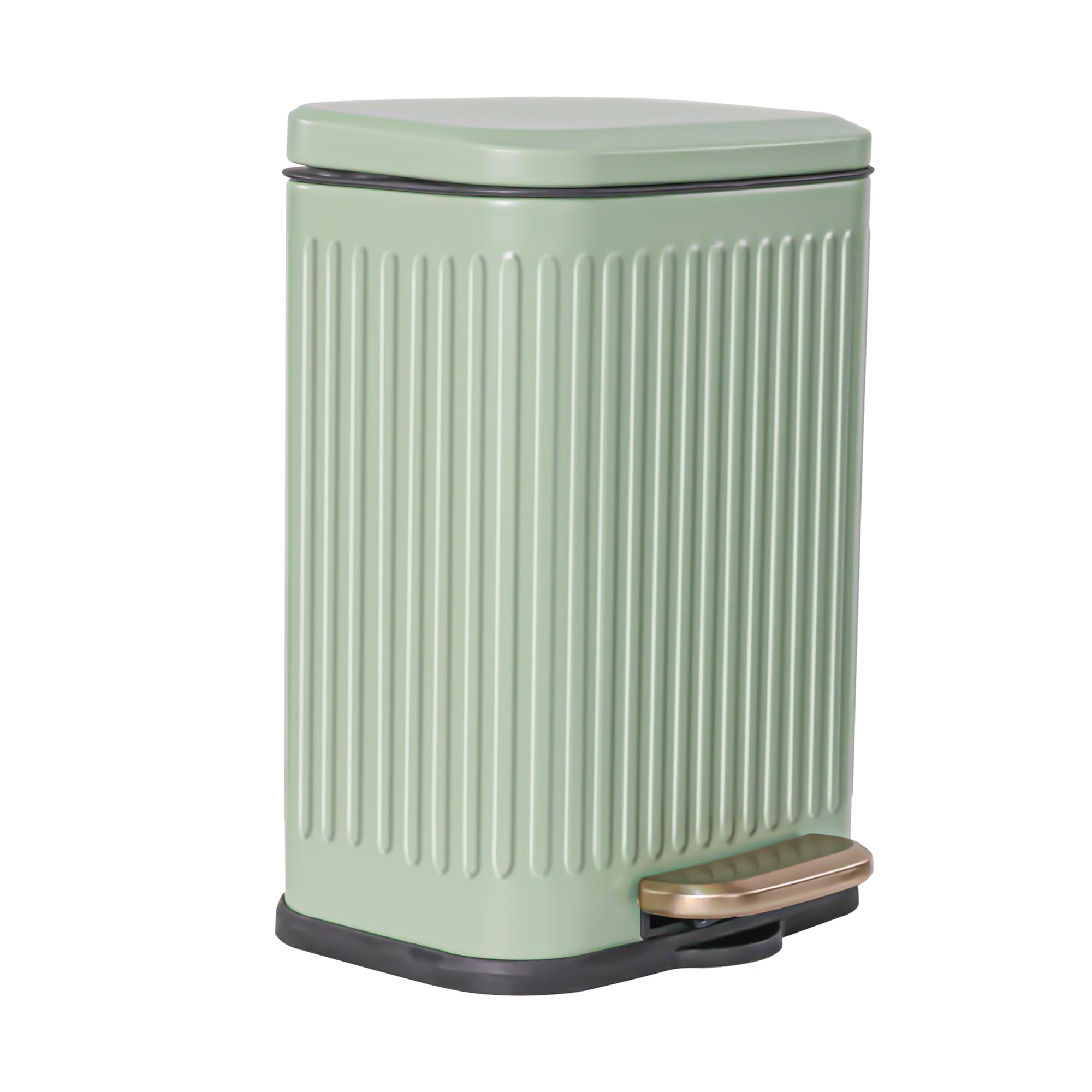 Erotr 13L Kitchen Trash Can Foot Pedal Trash Bin Stainless Steel Waste Bin Double Barrel Soft Close for Office, Living Room Bedroom with Inner Bucket(Color:Green)
