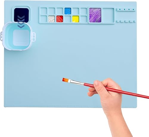 WISRIGHT Tapete de pintura de silicona Tapete de silicona para pintar fácil de limpiar Tapete de pintura de silicona para niños antideslizante