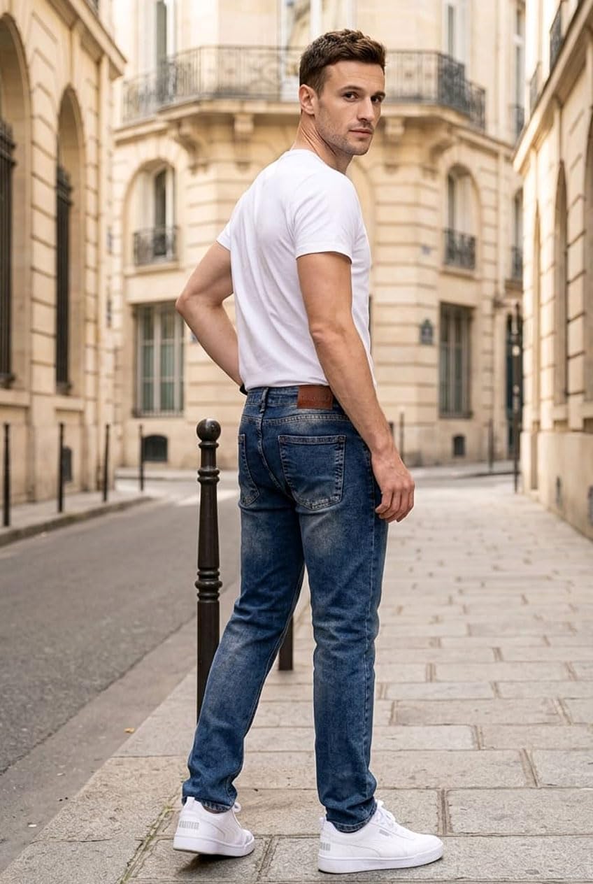 Reslad Jeans-Herren Slim Fit Basic Style Stretch-Denim Männer Jeans-Hose RS-2063
