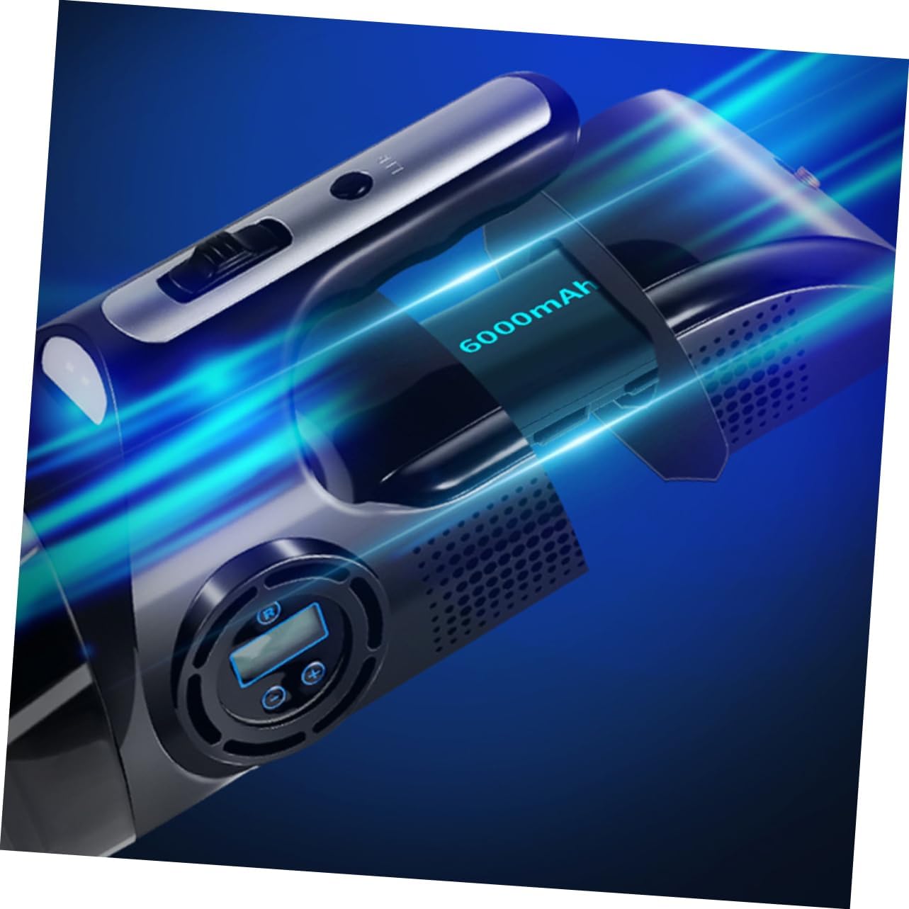 PRETYZOOM 120W 12V Portable Car Vacuum Cleaner Air Pump Multi-Function Tire Inflator Digital Display LED Light for Automotive Cleaning and Tire Inflation