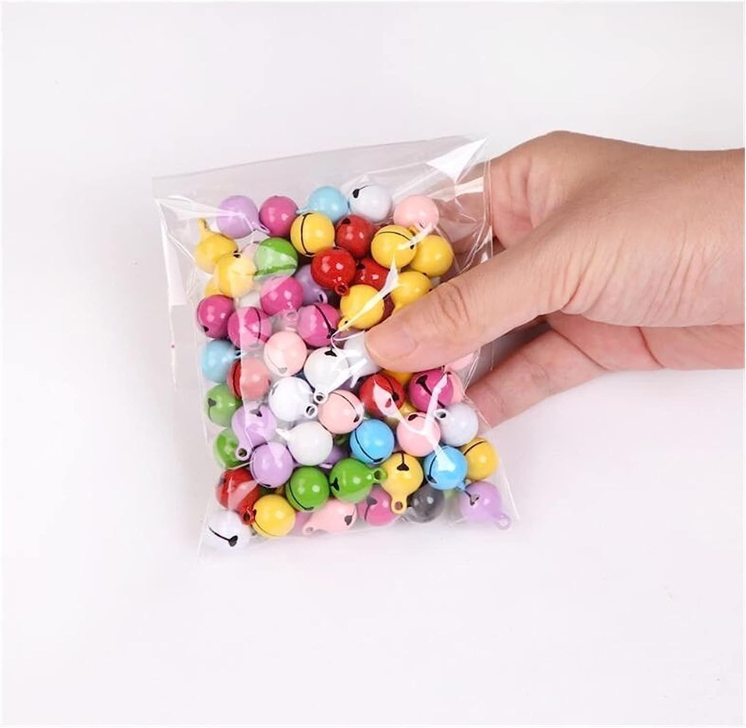 Jingle Bells,Christmas Decorations,Candy Color Bells Copper Loose Metal Beads Jingle Bells Christmas Decoration Pendants DIY Crafts (Size : 12mm, Color : Mixed Color 50pcs)