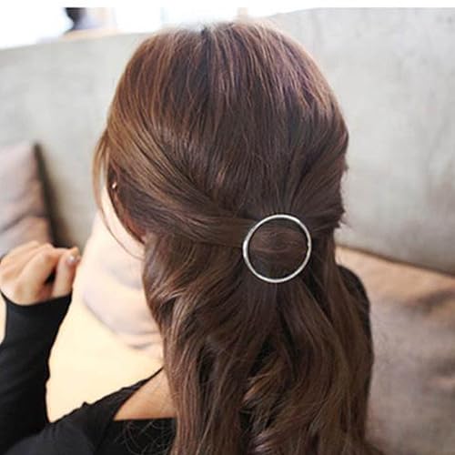 Miniatura 6 de Pinza para el cabello con círculo hueco bohemio, pasador de pelo circular plateado, pasador de cabello con círculos geométricos, horquillas redondas