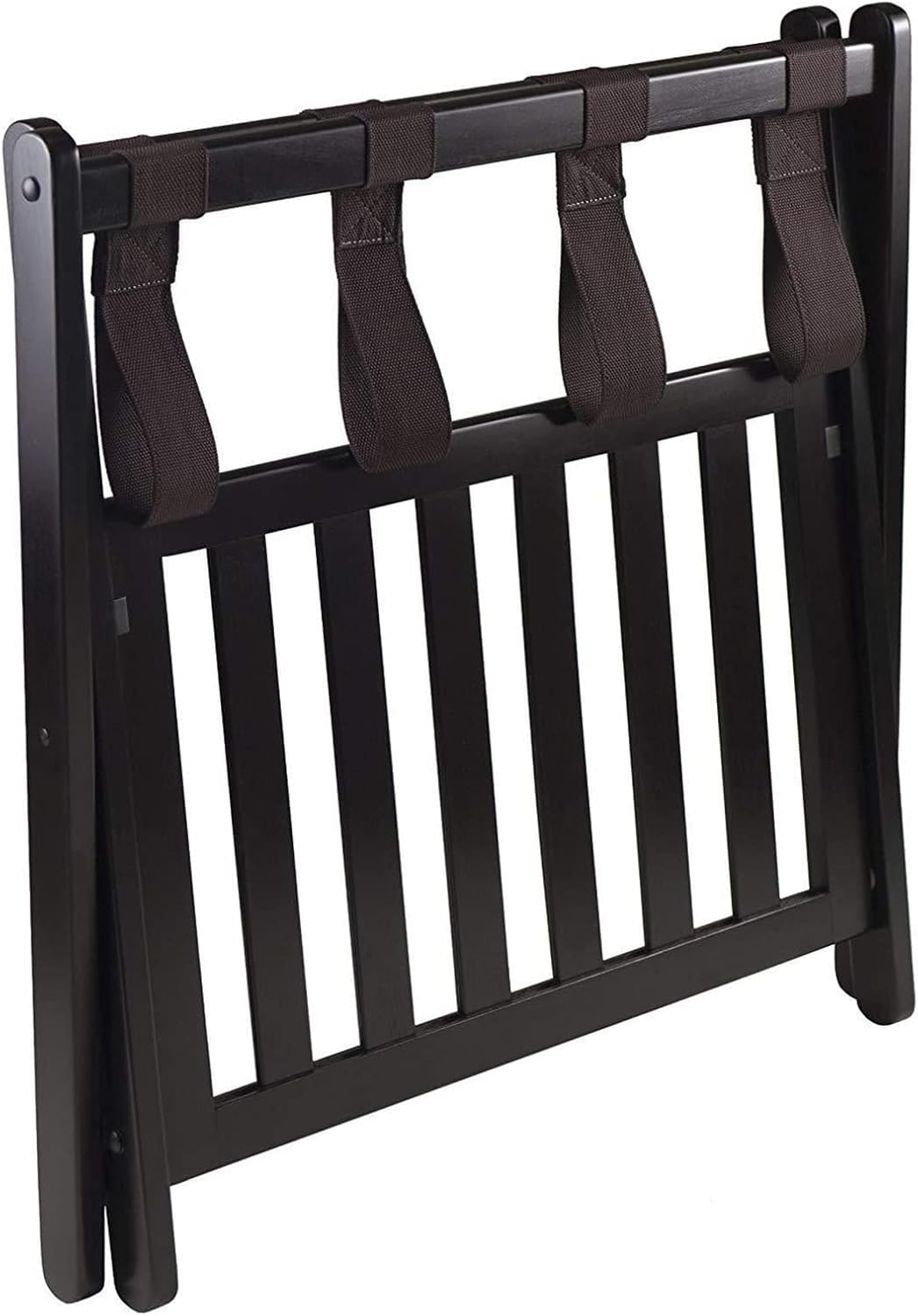 Luggage Rack for Guest Room - Suitcase Stand with Shelf, Black Double Layer Luggage Rack, Solid Wood Hotel Suitcase Shelf, Multifunctional Shoe Rack, Foldable Luggage Tr
