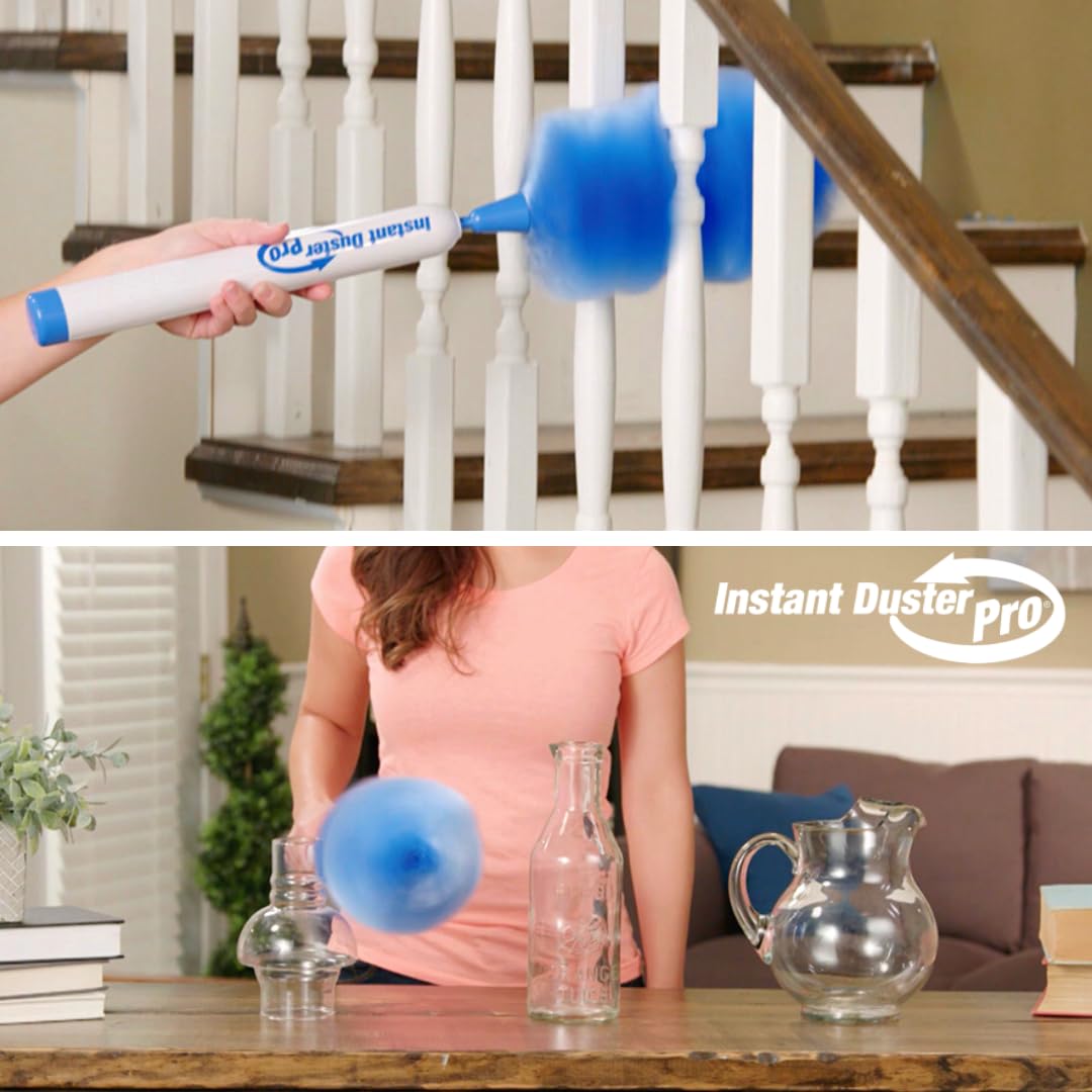 Instant Duster Pro Plumero eléctrico inalámbrico Original, Sistema Antiestático, Fibras electromagnéticas
