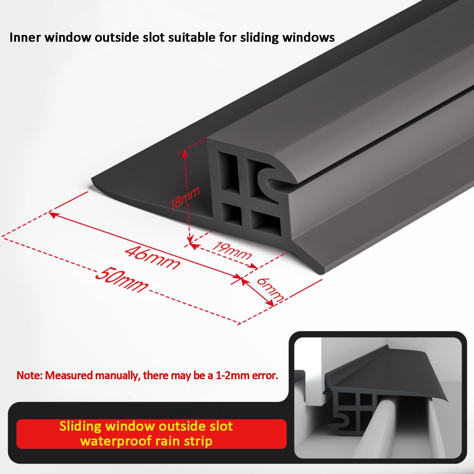 Sellador impermeable para huecos – Barrera de agua autoadhesiva para alféizar de ventana, 2,5 m de goma para puertas, ventanas, coches y camiones