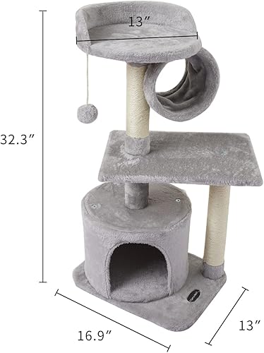 Miniatura 6 de FISH&NAP US01M - Lindo árbol para gatos de interior, torre de gato, condominio de sisal, postes rascadores con plataforma de salto y anillo para