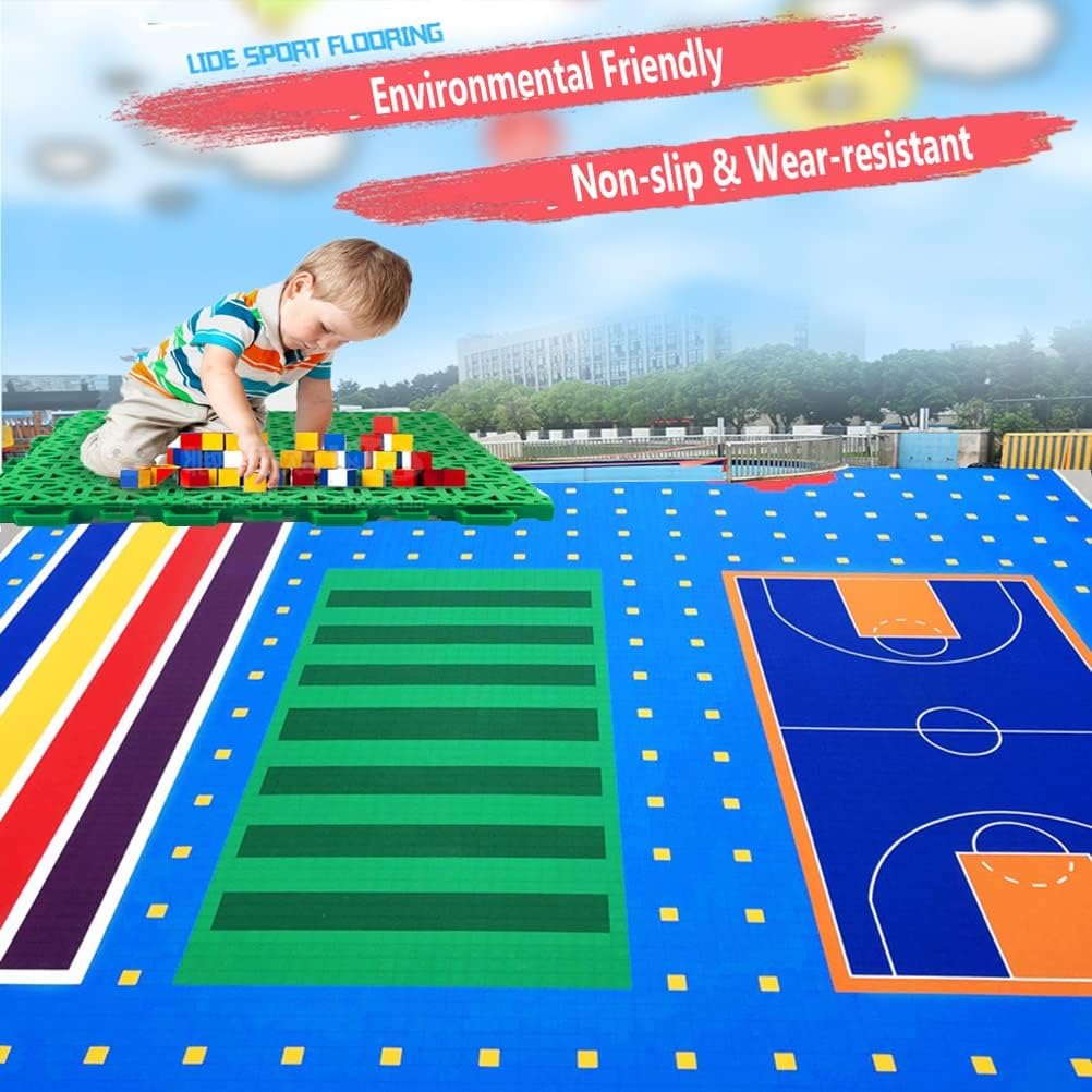Yellow 1PC Interlocking Outdoor Plastic Sports Floor Tile, 1ft Modular Kindergarten Playground Tiles, Colorful Puzzle Flooring for Kids' Play Areas, Durable & Safe