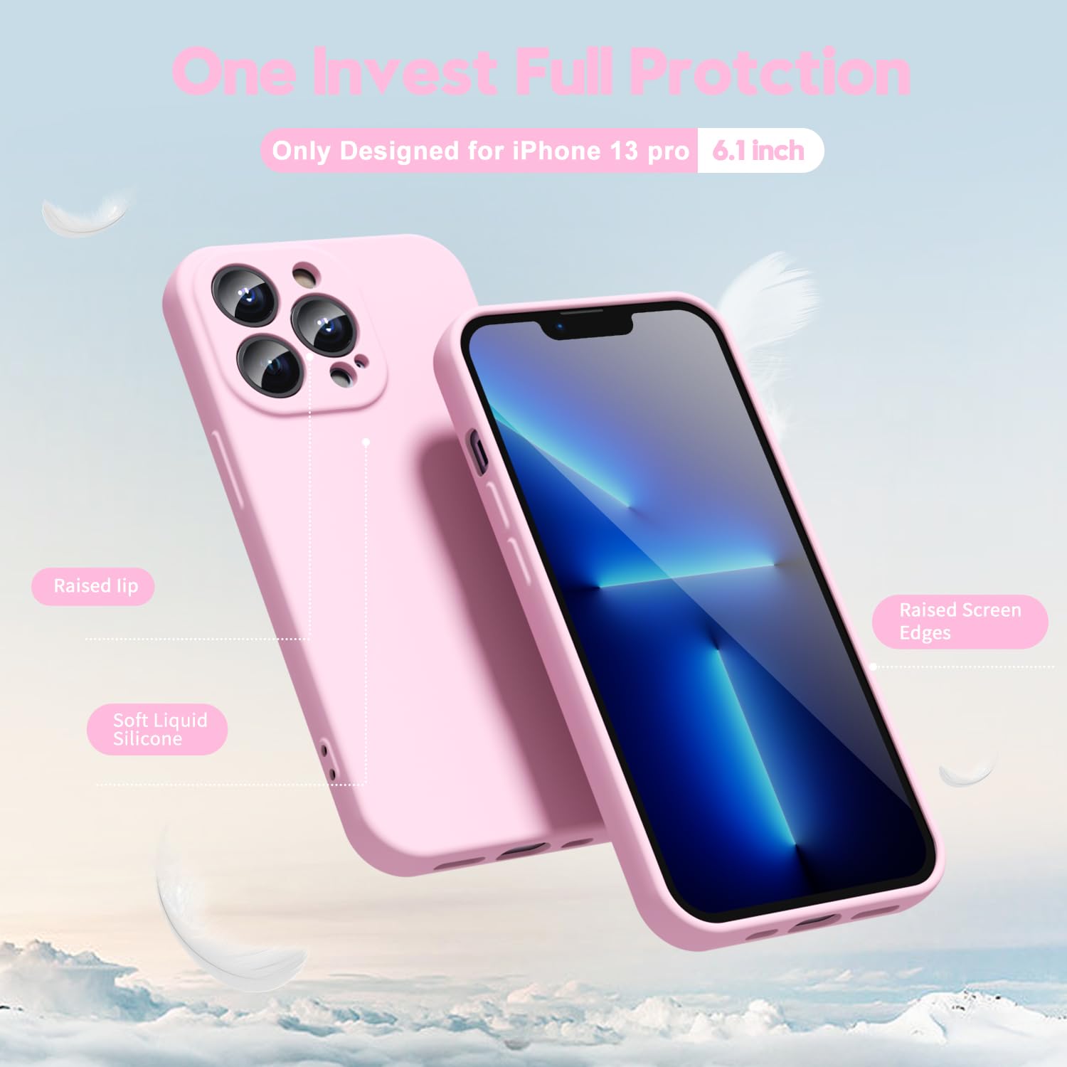 oakxco for iPhone 16 Pro Max Case Liquid Silicone, Soft Rubber Gel Elegant Aesthetic Basic Simple Cover, Cute Thin Slim TPU Matte Solid Color Plain Smooth Case for Women Girl, Light Pink — view 1177