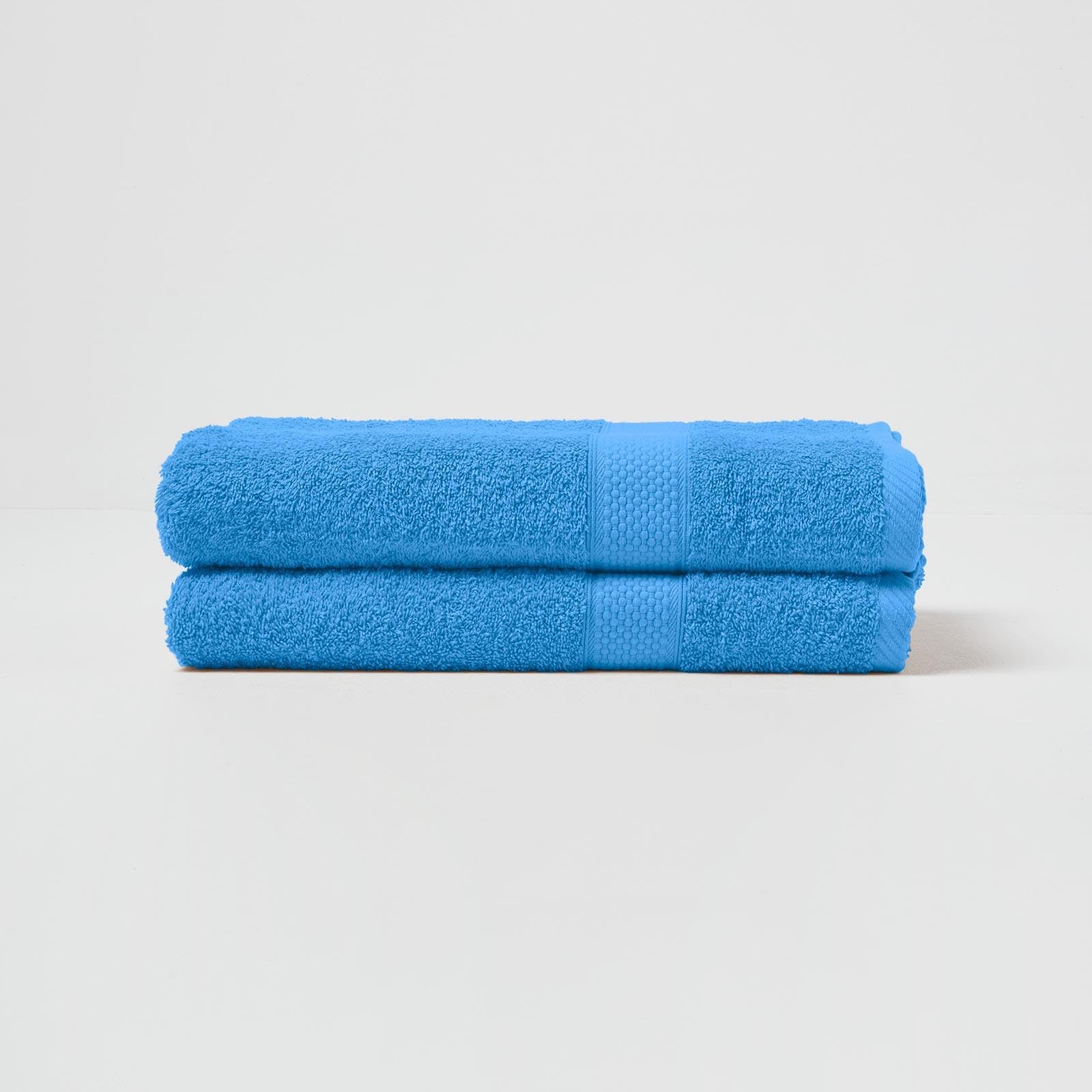 HOMESCAPES Cobalt Blue Turkish Cotton Set of 2 Bath Towels Super Soft Thick & Absorbent 500 GSM Towel Heavy Weight for everyday Luxury