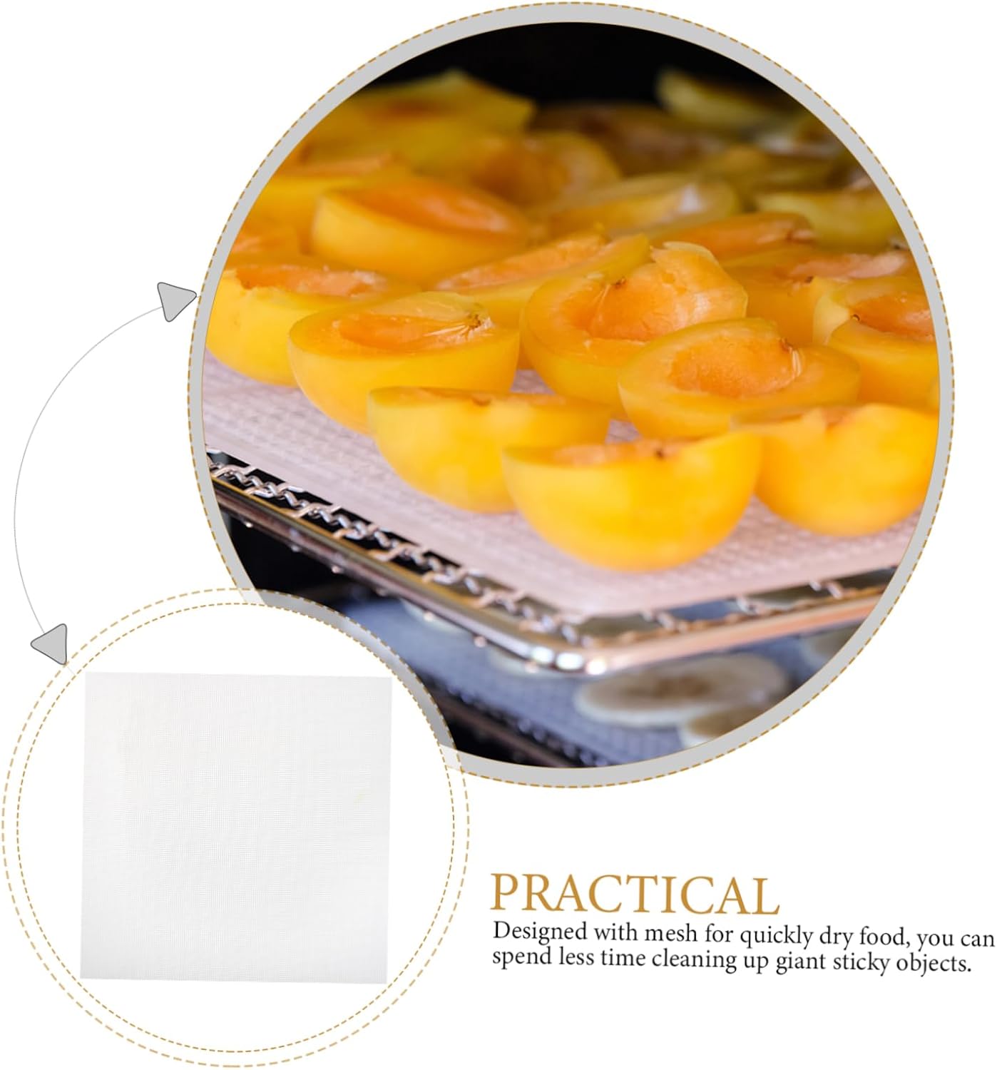 6pcs Non-stick Silicone Dehydrator Reusable Food Dehydrator Mats for Fruits Vegetables Easy to Clean Safe Silicone Steamer Mesh for Efficient Drying