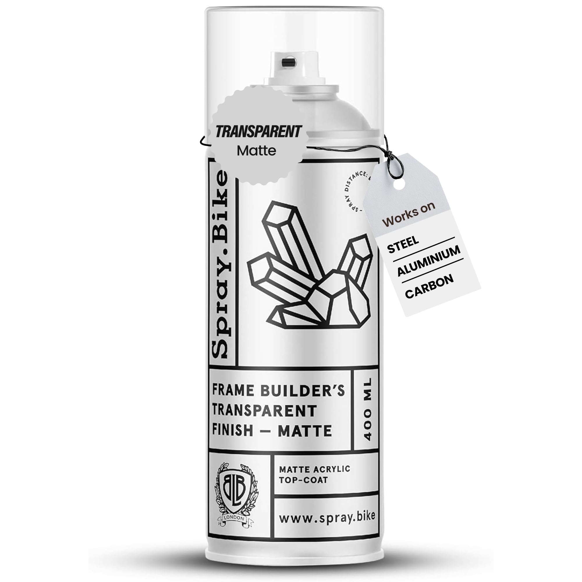 Spray.Bike Transparent Matt Varnish - Clear Bicycle Spray Paint Sealent - Acrylic Top Coat 400ml Can