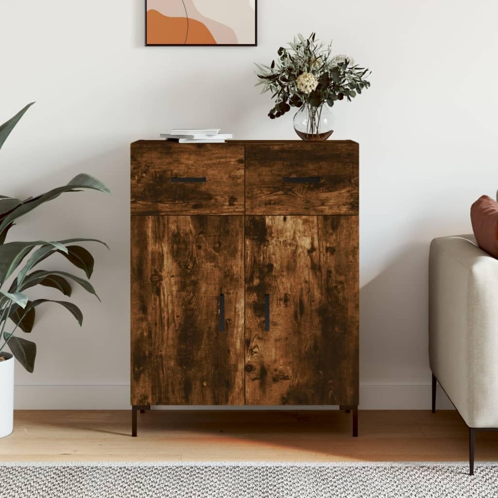 ZEYUAN Aparador de Madera de ingeniería Roble Ahumado 69,5x34x90 cm, Aparadores para Salon, Aparador Entrada Recibidor, Aparador Cocina, Vitrinas para Salon, Muebles Auxiliares 827985
