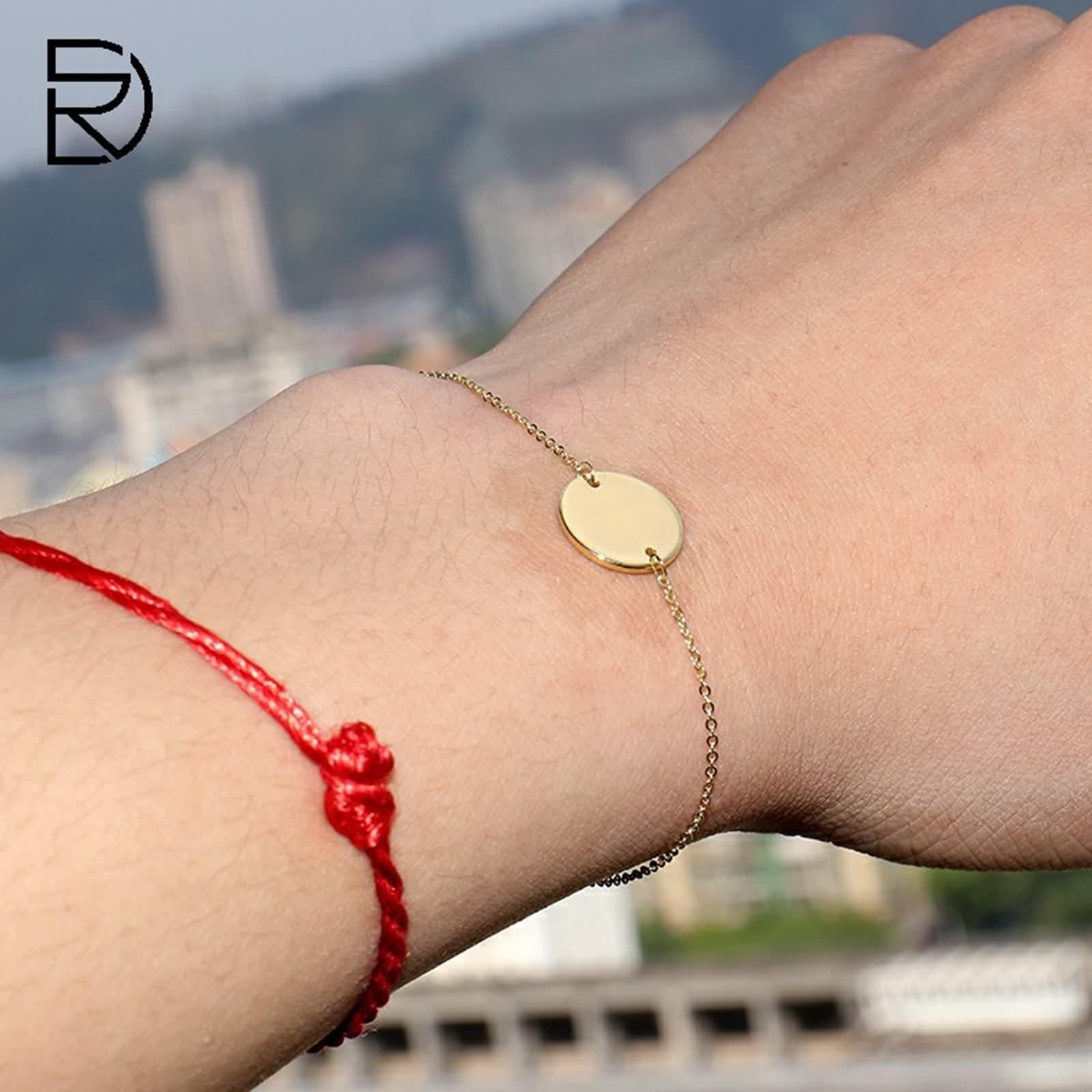 Pulsera de moda para mujer, de oro amarillo con lentejuelas pulidas, para promesa de boda