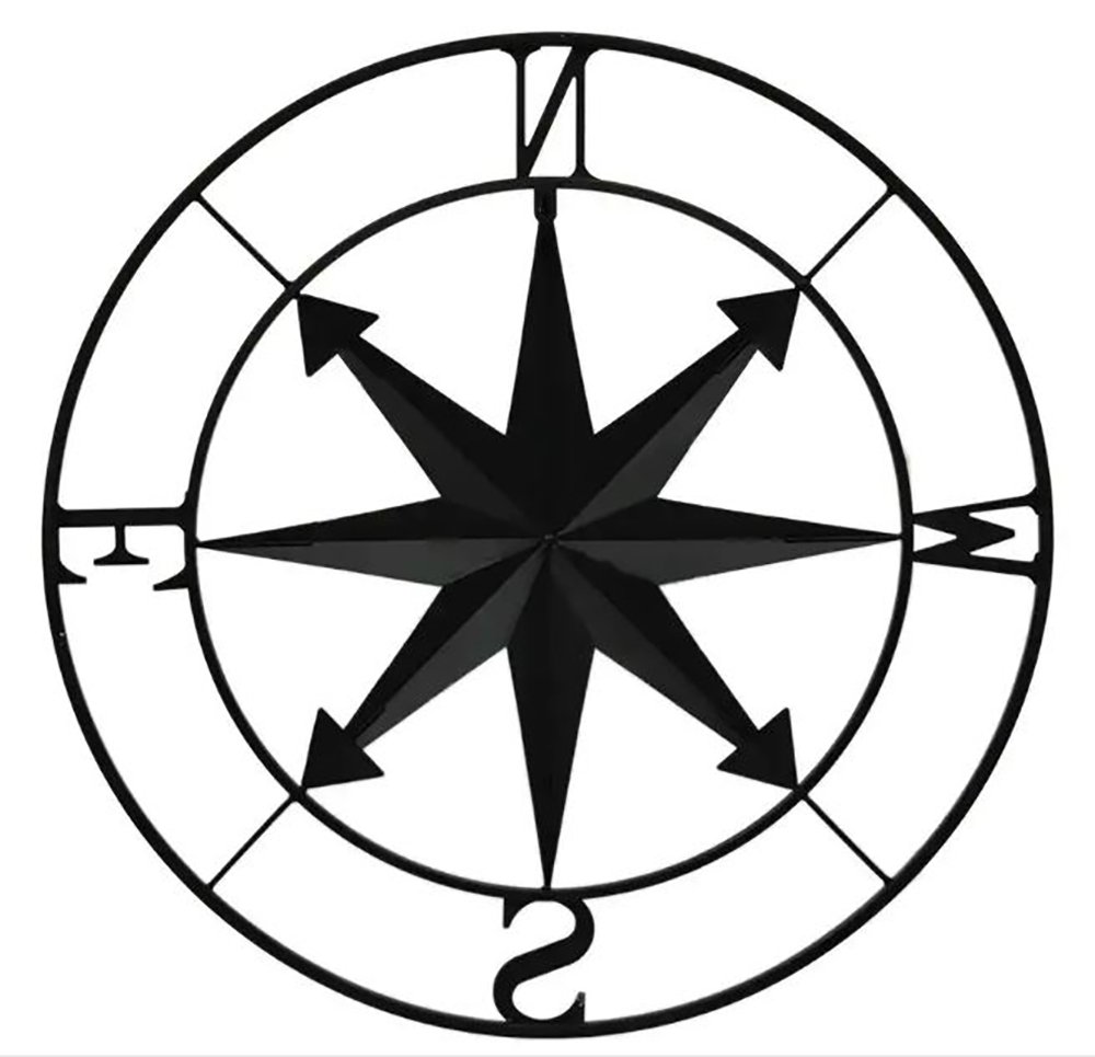 28" Metal Wall Compass (Black)