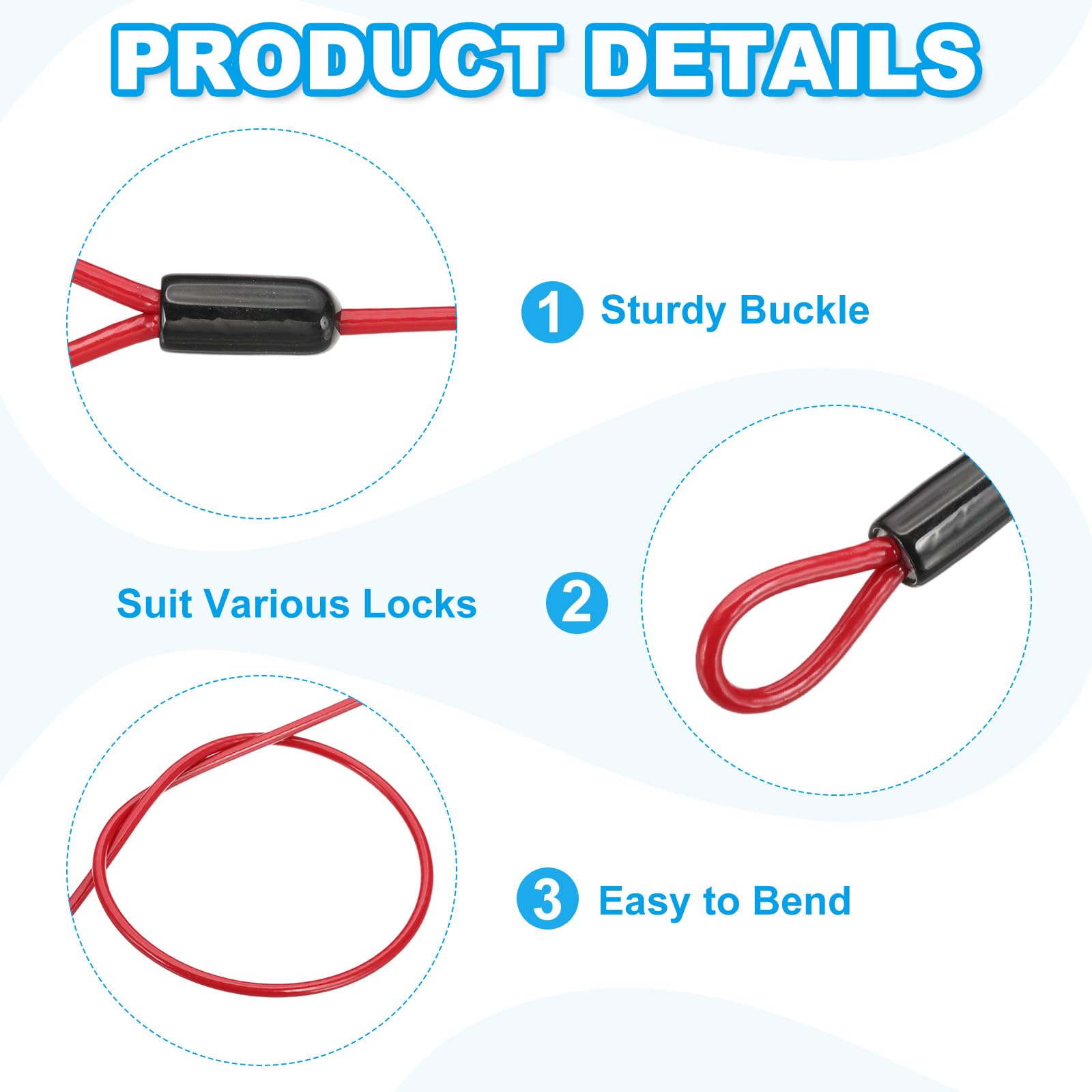 PATIKIL 3/16" Dia Vinyl Coated Stainless Steel Cable with Loops - Image 3