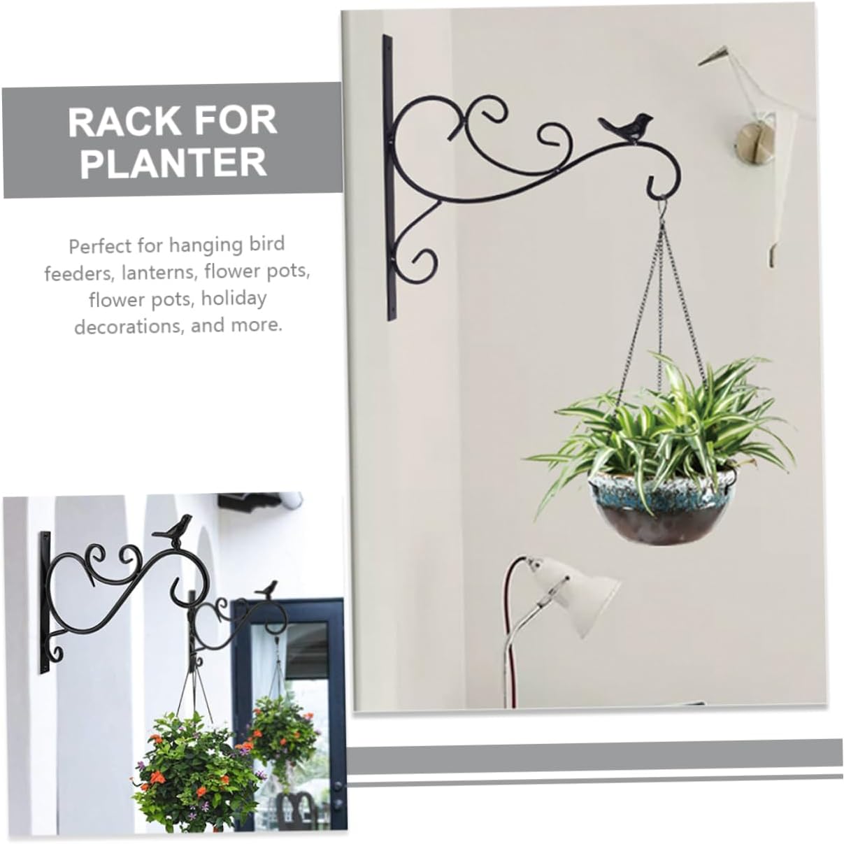 1Set Durable Hanging Plant Bracket Outdoor Flower Pot Hook for Gardens Balconies Patios for Bird Feeders Lanterns Holiday Decor