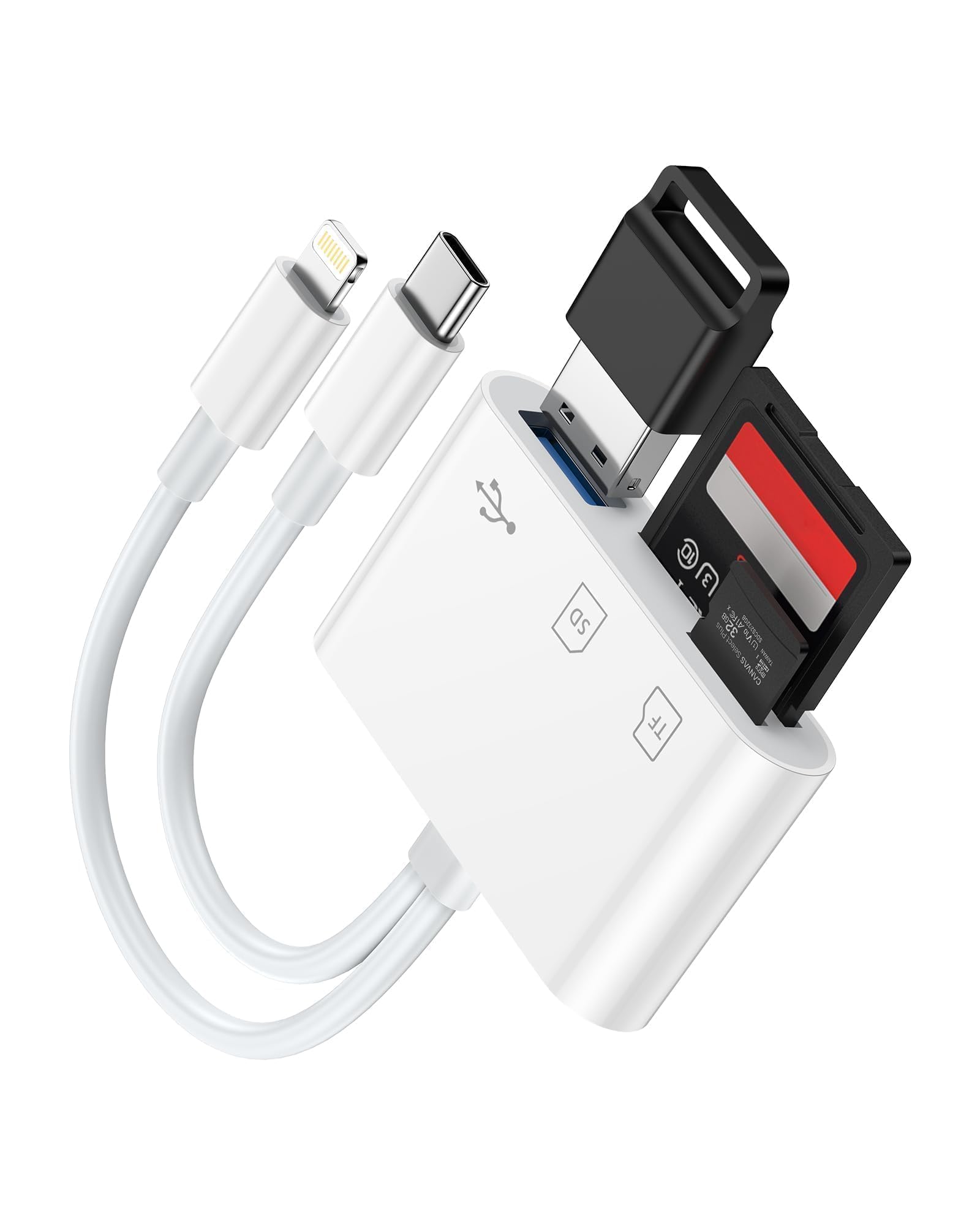 SD Card Reader for iPhone/iPad/Mac, USB C and Lightning Dual Port Memory Card Adapter, 3-in-1 Camera SD Card Viewer Support SD, Micro SD, USB 3.0 Slot, Digital Camera Adapter for Samsung and Android-image-37