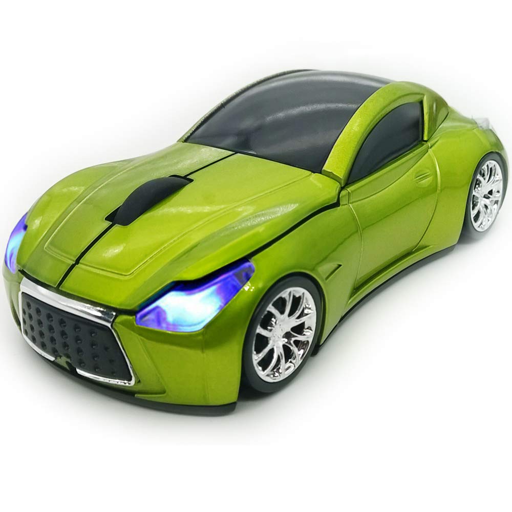Wireless Car Mouse 2.4Ghz 3D DPI 1600 Cool Sport USB Gaming Mouse Mice for PC Computer Laptop Notebook Green