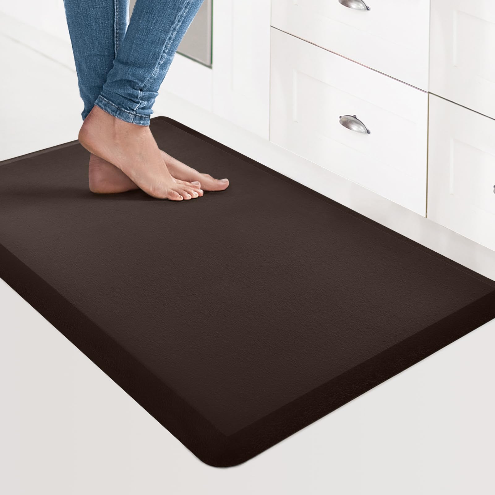 Art3d Anti Fatigue Mat - 1/2 Inch Cushioned Kitchen Mats - Non Slip Foam Comfort Cushion for Standing Desk, Office or Garage Floor (17.3"x28", Chocolate) โ image 1