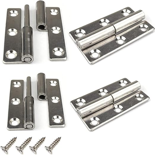 4Pcs 3" Lift Off Door Hinges, Heavy Duty Window Detachable Hinge 304 Stainless Steel for