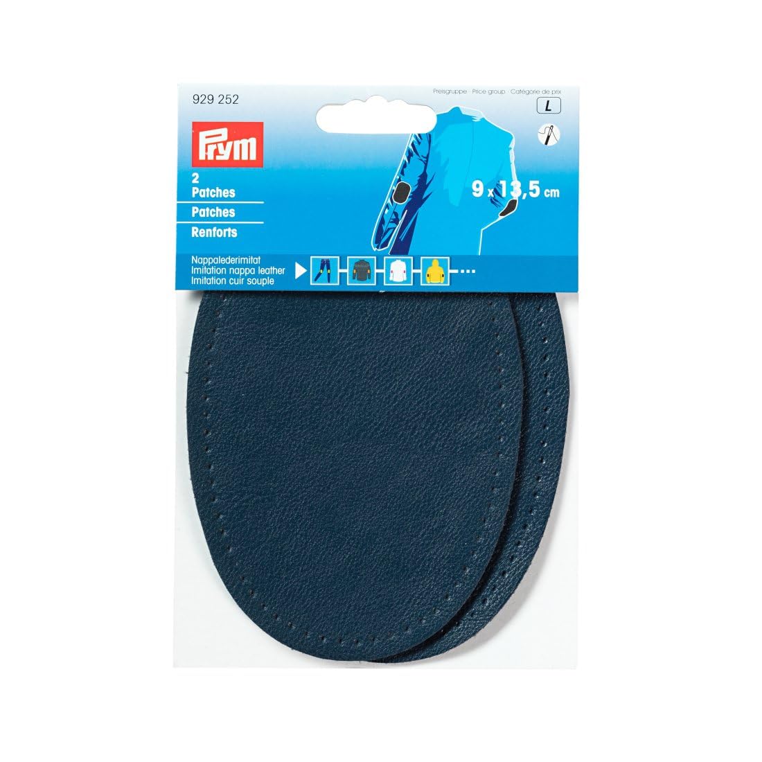 929252 Prym -Sew on Imitation Nappa Leather Elbow/Knee Patches Black (2pk)