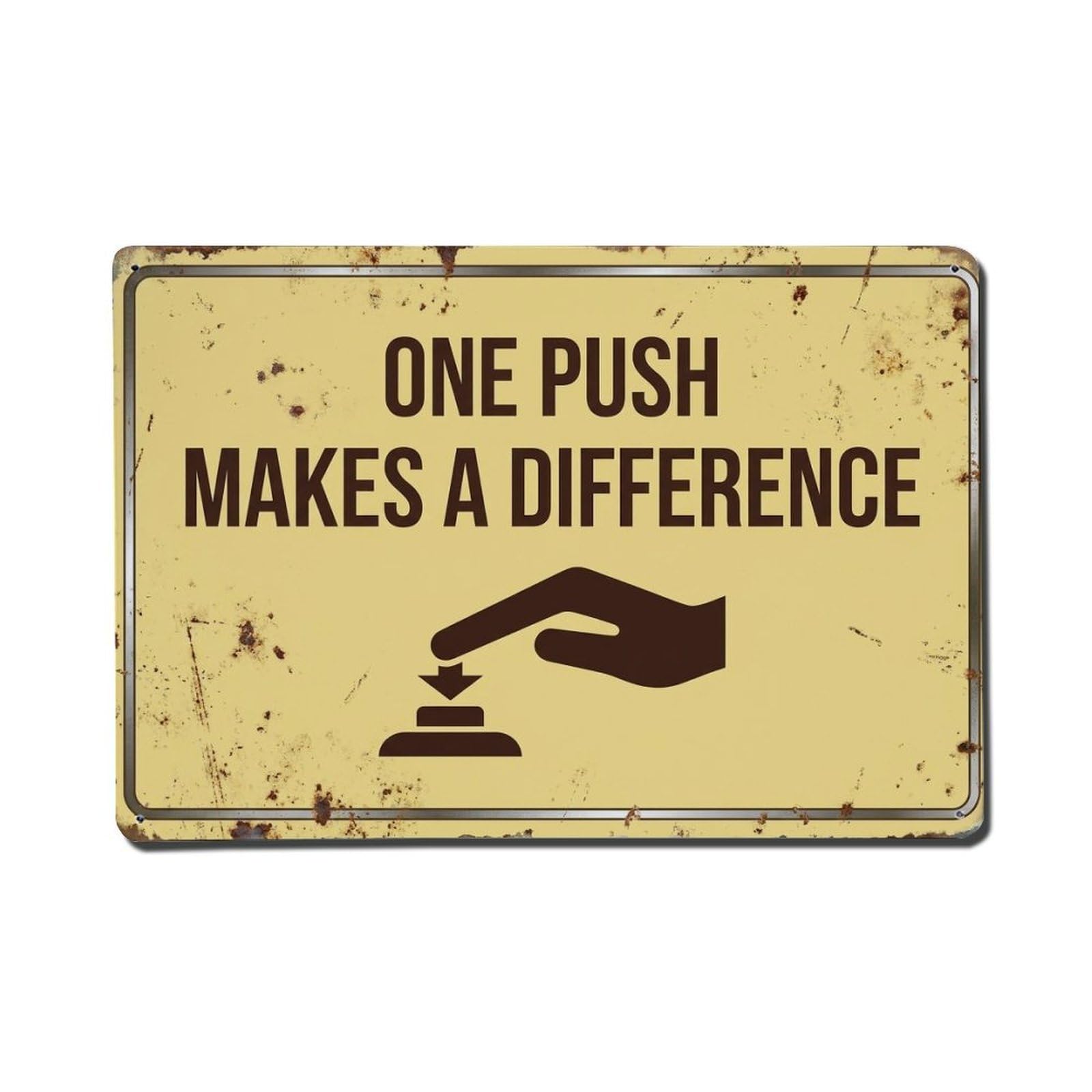Olhnbad Style One Push Makes A Difference Toilet Humor Metal Tin Sign