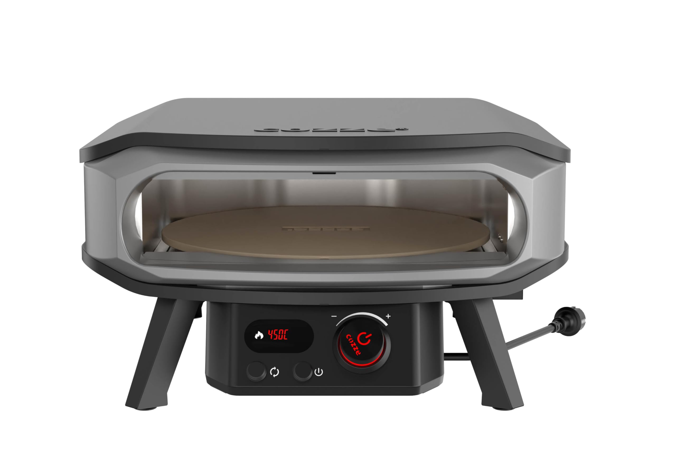 cozze® 17" PREMIUM ROTATE Pizzaofen Elektrisch mit Drehstein inkl. Regler und 2 m. Stecker, 230V – Perfekt für knusprige Pizzas