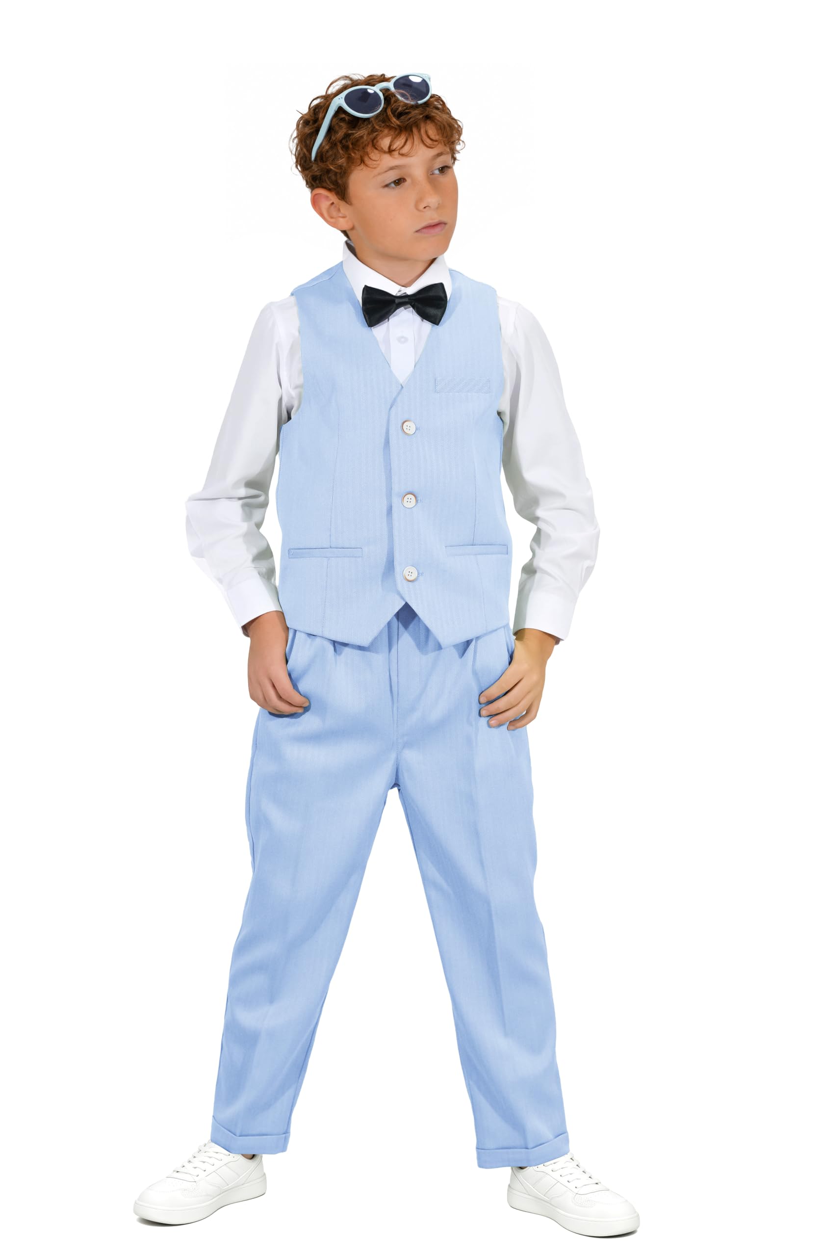LOLANTA Abito da Cerimonia 4 Pezzi per Bambino, Set di Gilet, Occasione Festa di Matrimonio Compleanno Bambini, 2-13 Anni