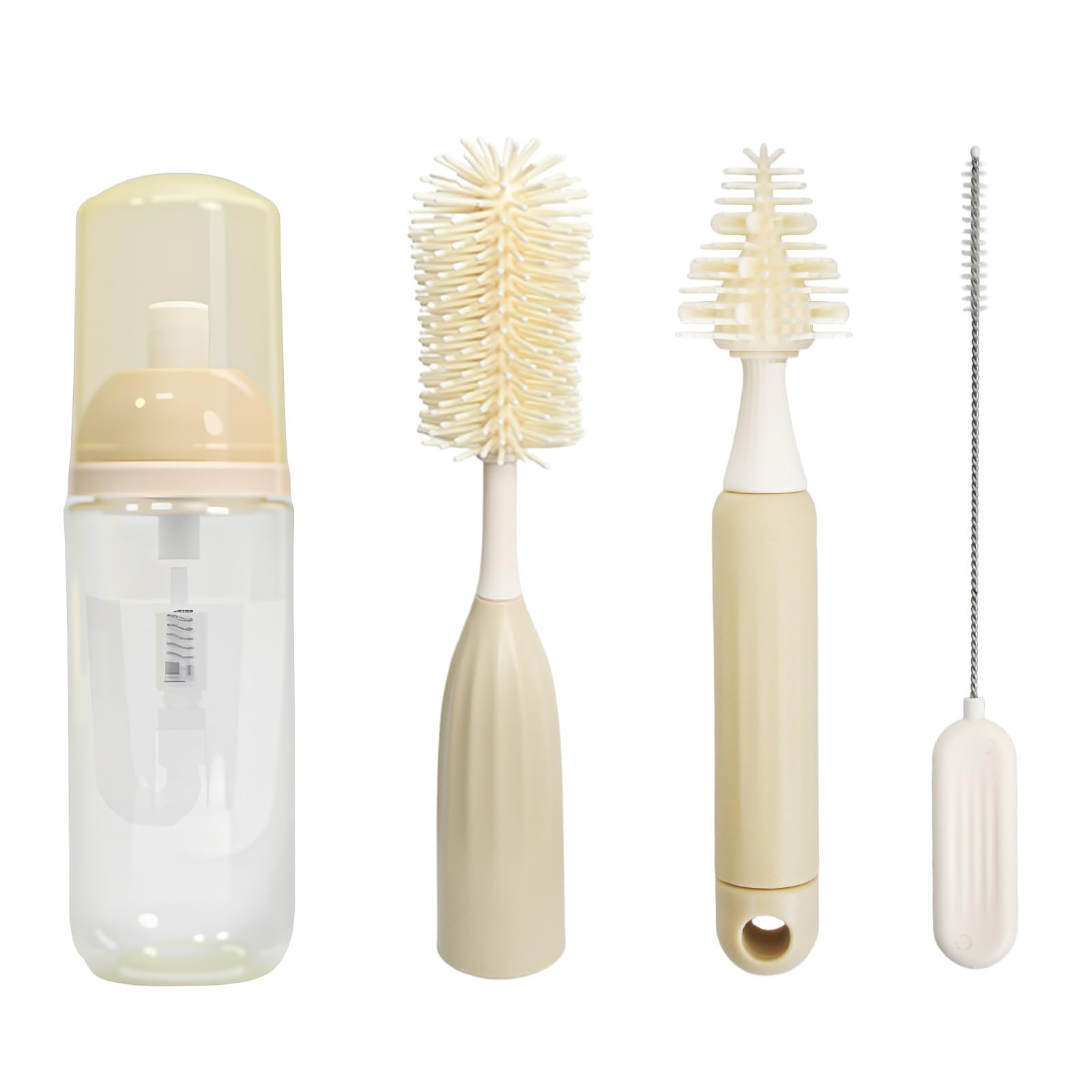 Juego de cepillos para botellas de silicona para botellas, botellas y bombas de leche, con estuche de viaje
