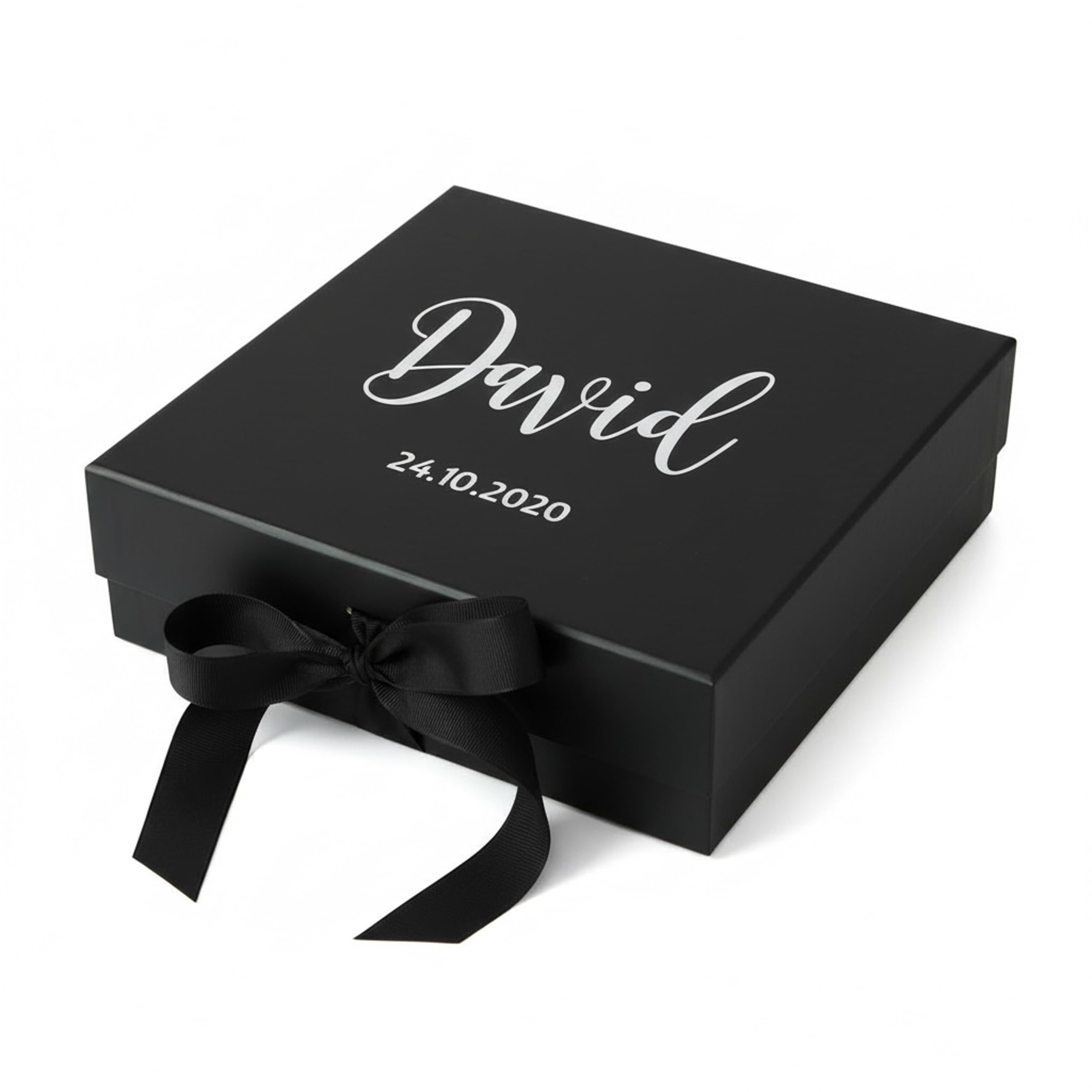 Pink Positive Personalised Gift Box with Real Foil Name, Custom Gift Box Ideal for Bride, Bridesmaid, Birthdays (Black Ribbon)