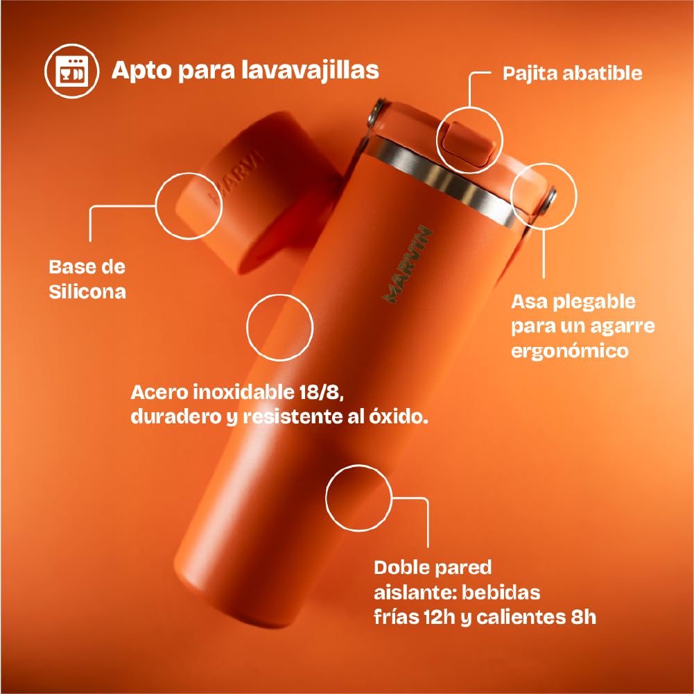 MARVIN THE ICED – 1000 ML– Termo Acero Inoxidable Reutilizable – Botella Térmica Premium para Frío y Calor – Estilo Elegante para Deporte, Trabajo y Urbano (Soul)