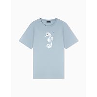 T-Shirt Girocollo da Uomo con Stampa Animali Blu L