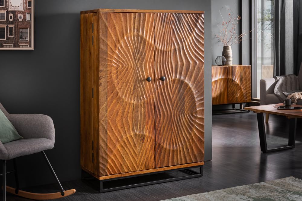 Barschrank SCORPION - 141cm - braun - Mangoholz handgefertigtes Unikat