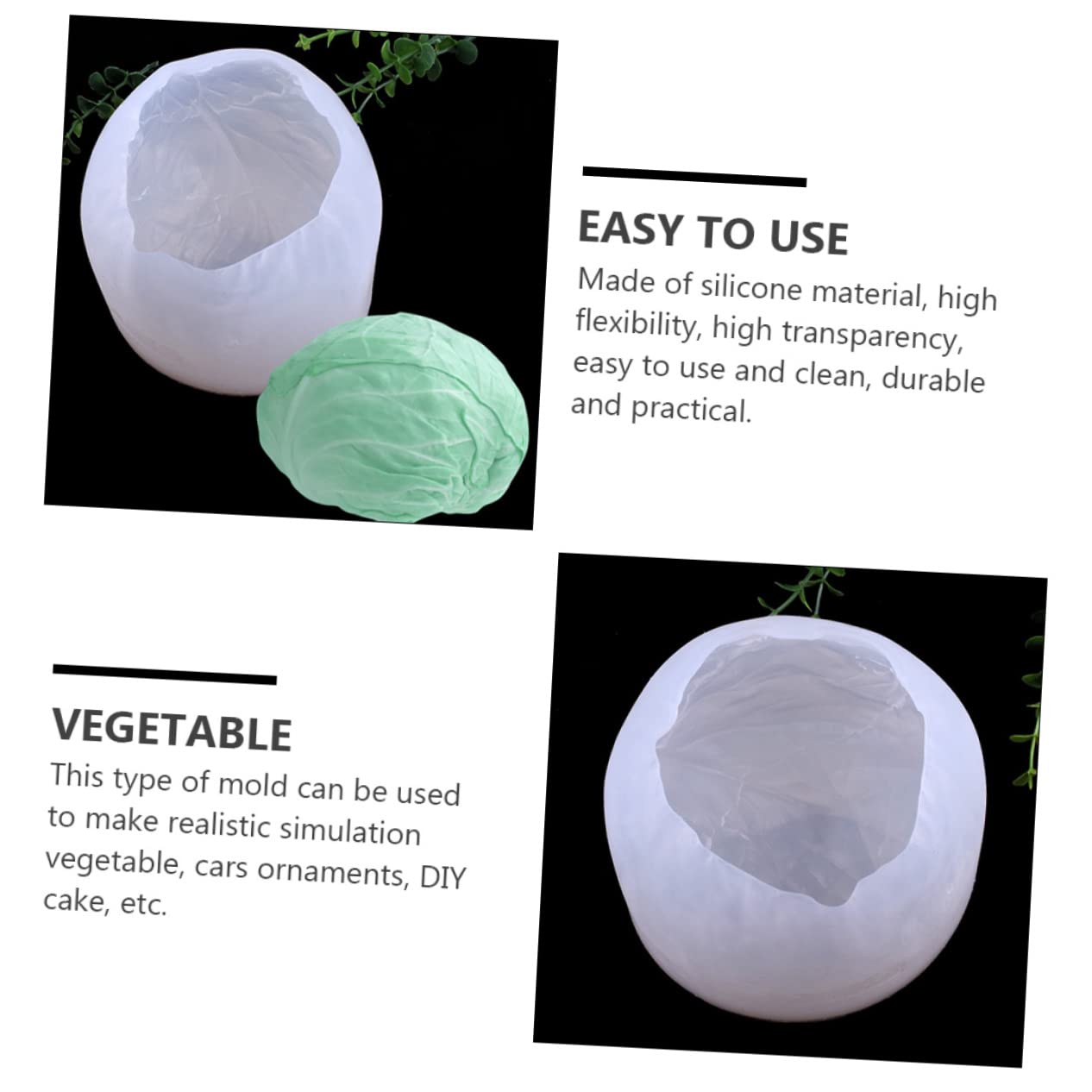 1pezzi Silicone Epoxy Mold per Creazioni Fai Te Stampo Silicone per Verdure Mold Cabbage Shaped per Realizzare Decorazioni e Dolci Artigianali