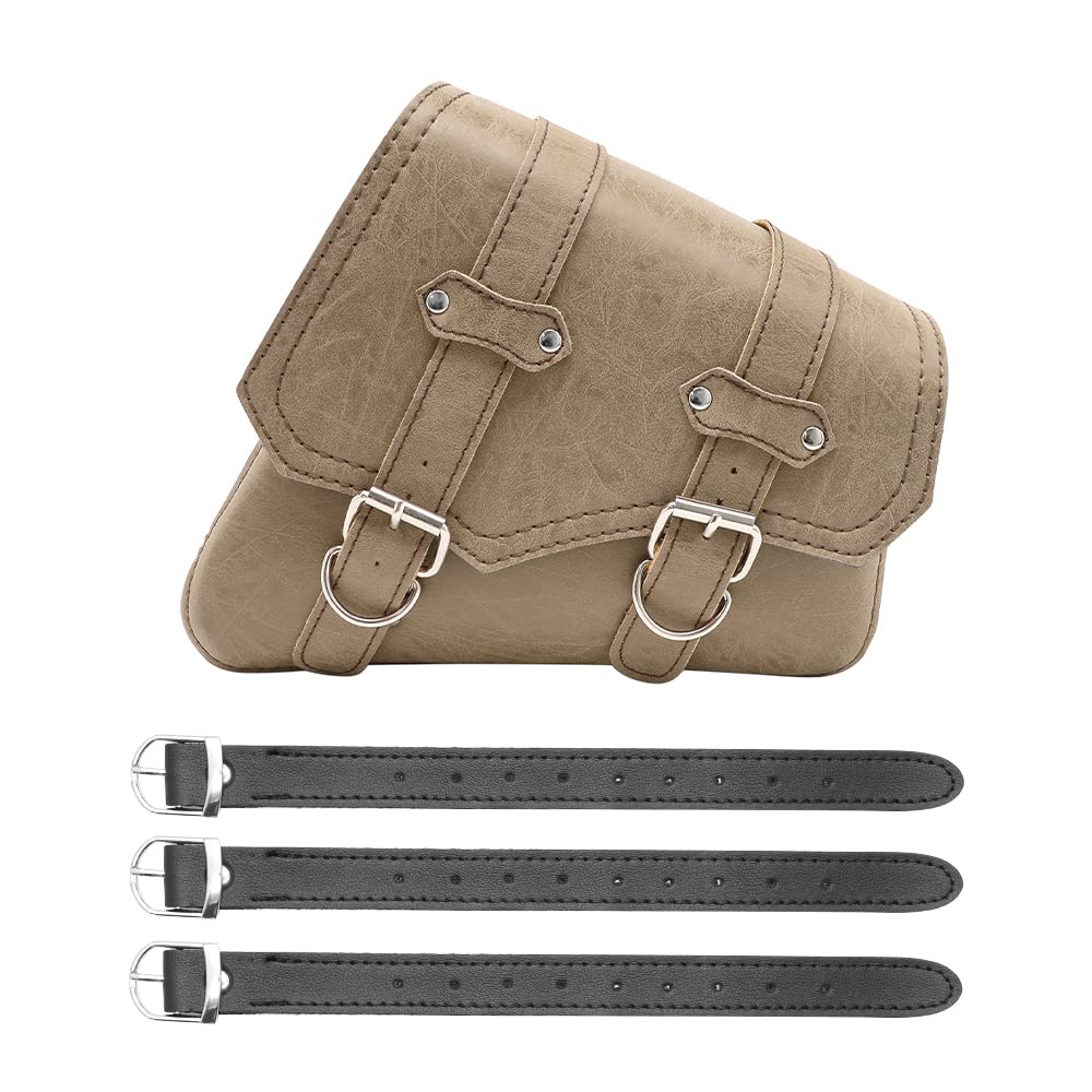 Sacoche de Selle de Moto en Cuir PU Universal Motos Sacs à Outils Kaki