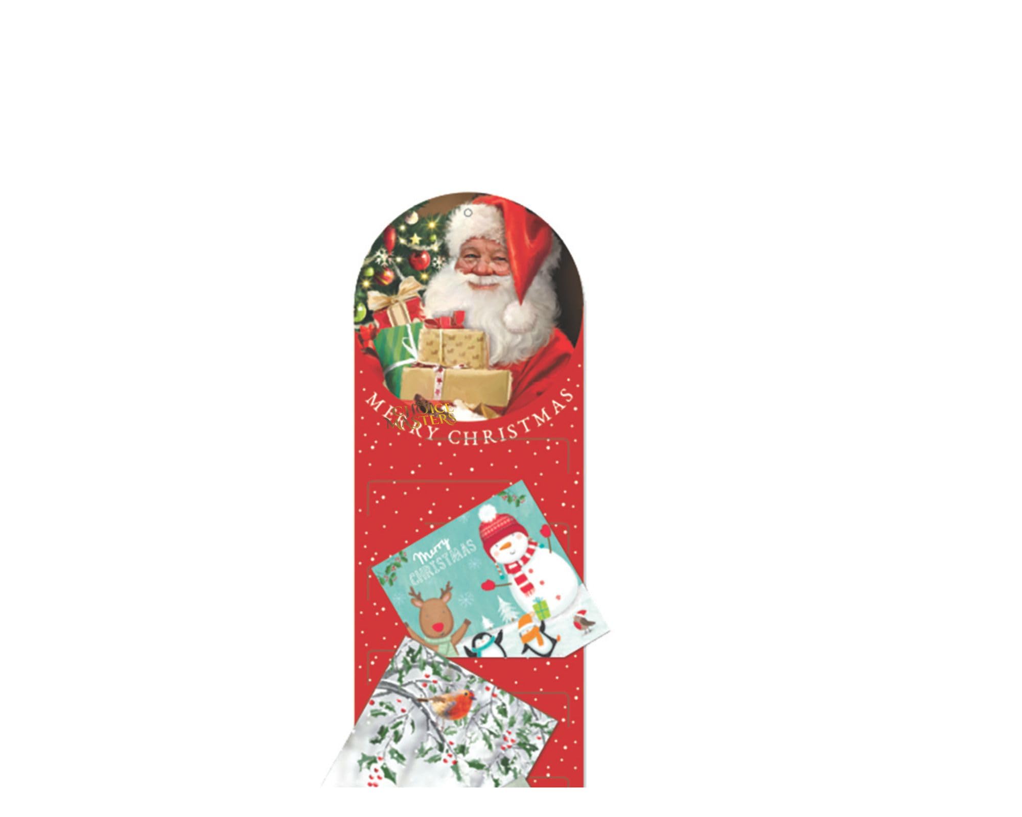 Tarjetero de Navidad | Diseño tradicional de Papá Noel | Diseños festivos de Papá Noel rojo y dorado | Ideal para Navidad, pared colgante, regalo, decoración del hogar y la oficina – Capacidad para 56