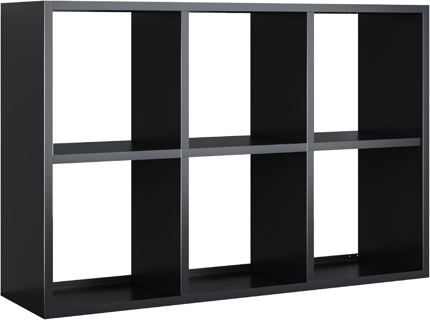 6 Cube Steel Storage Organizer, Heavy Duty Cube Shelf Organizer, Bookshelf Display Rack with Open Shelves & Corner Bumpers, Freestanding Organizer for Living Room, Entryway, Black