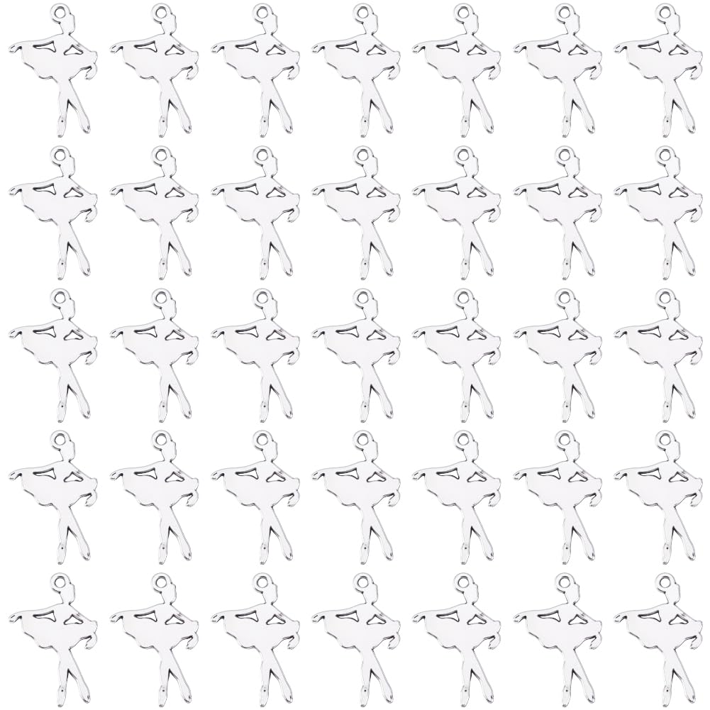 SUNNYCLUE 1 Box 100Pcs Ballet Dancer Charms Silver Dance Charm Tibetan Styles Antique Alloy Metal Dancing Tiny Ballerina Pendants for Jewellery Making Earrings Necklace Bracelet Keychain DIY Crafts