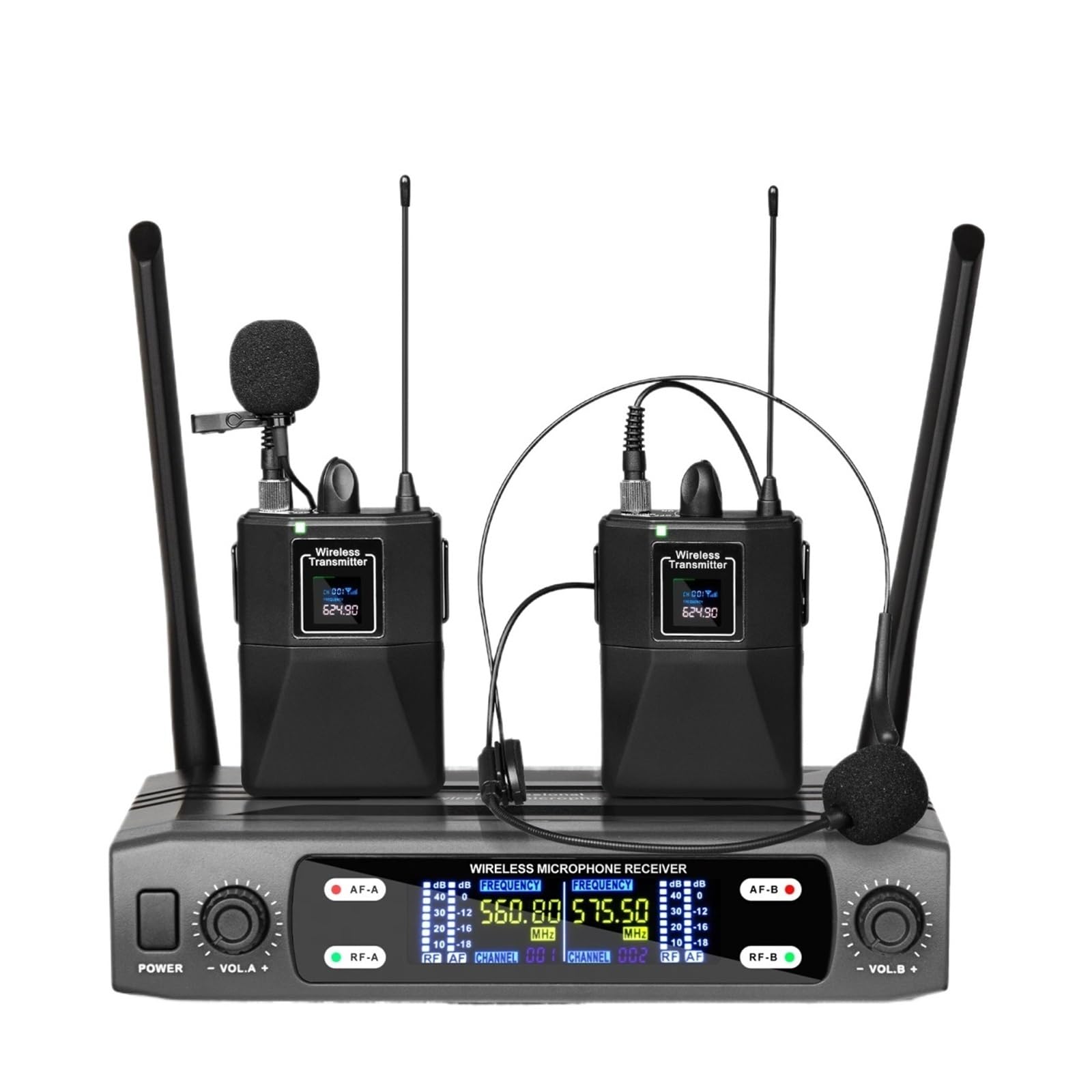 Bezprzewodowy Zestaw Słuchawkowy Z Mikrofonem Krawatowym Mikrofon VHF Stały O Podwójnej Częstotliwości Do Występów Scenicznych Czysty OdbióR DźWięKu