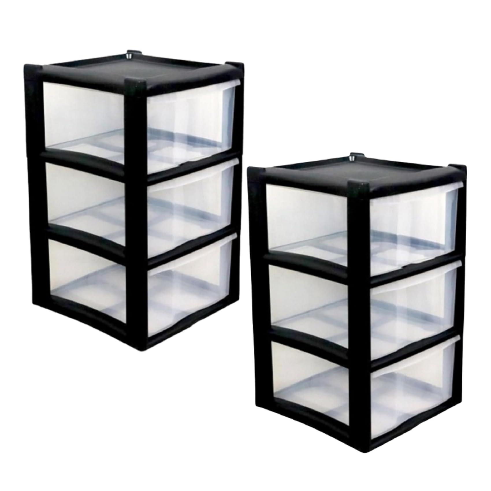 Khanary Black 2X 3 Tier Plastic Storage Drawer| Large Plastic Chest Tower | Homes Kitchen Schools Offices, Stationary, Art Supplies, Bath Items, Seasonal Holiday Decorations 39X39x62- /Clear