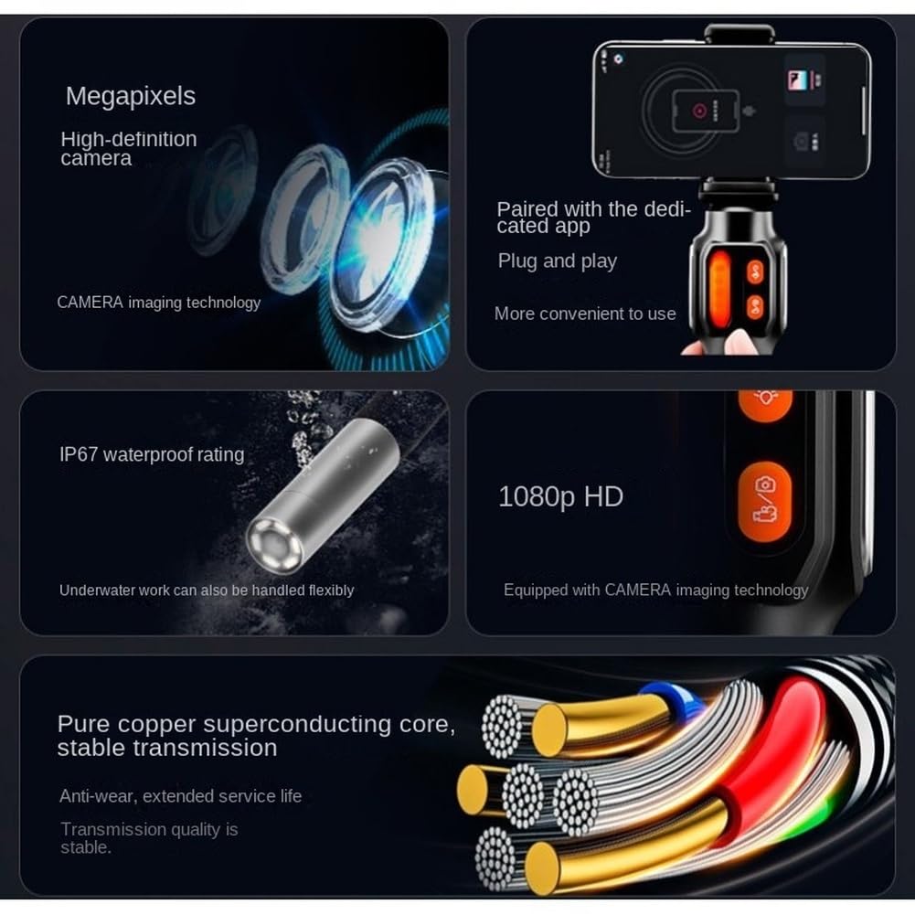 Obrót o 360 stopni endoskopowa kamera inspekcyjna 6,0 mm obiektyw HD przegubowa kamera boroskop do samochodu iOS Android 1080P