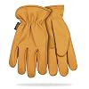 Kinco,198HK-M, Lined Premium Grain Cowhide Driver with Palm Patch- Premium Full Grain Cowhide Full Finger with Thermal Lining and Shirred Elastic Wrist, Water-repellent, For Outdoors, Indoors - Medium